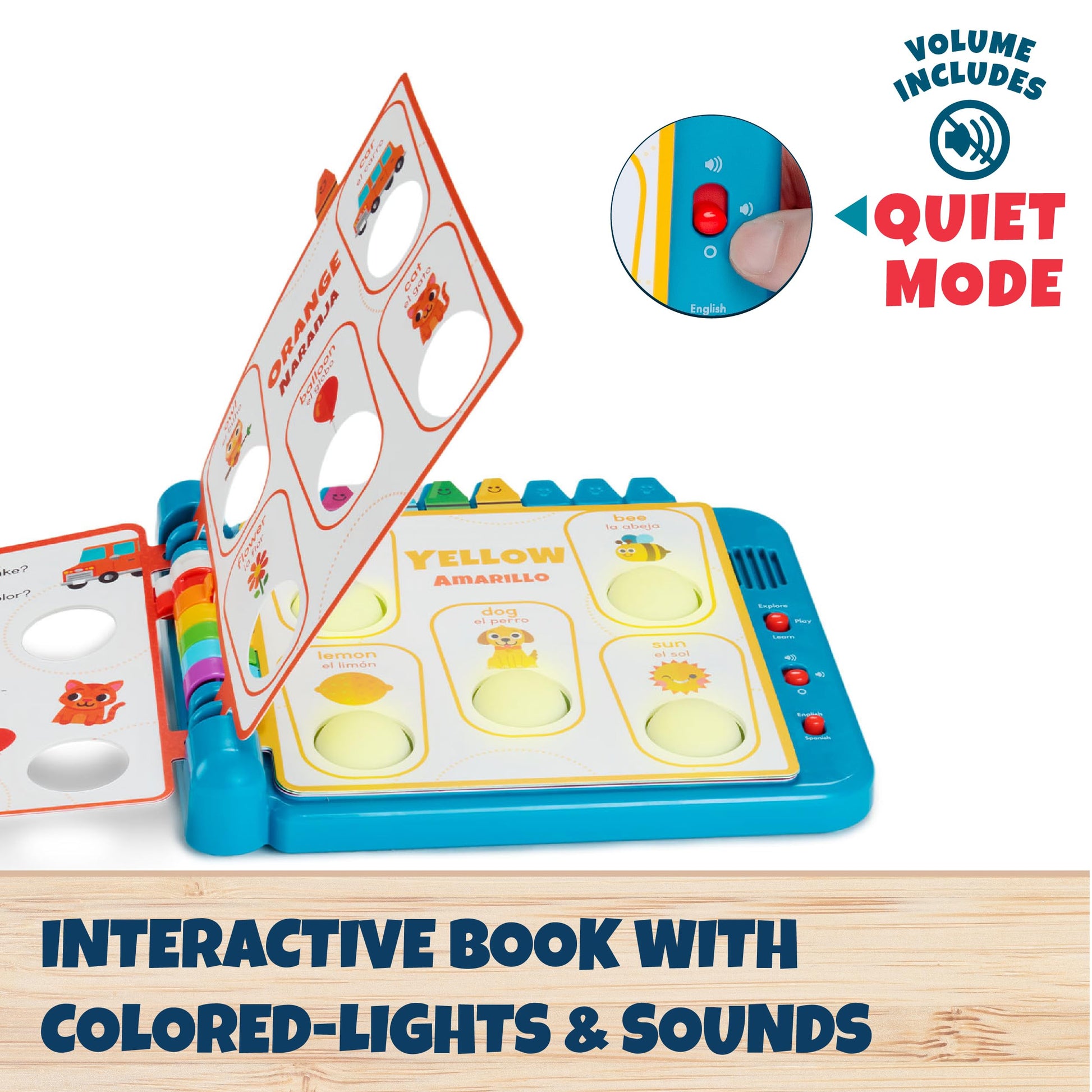 Chuckle & Roar Pop It Book, Colors, English & Spanish, Quiet Mode, 1-4+