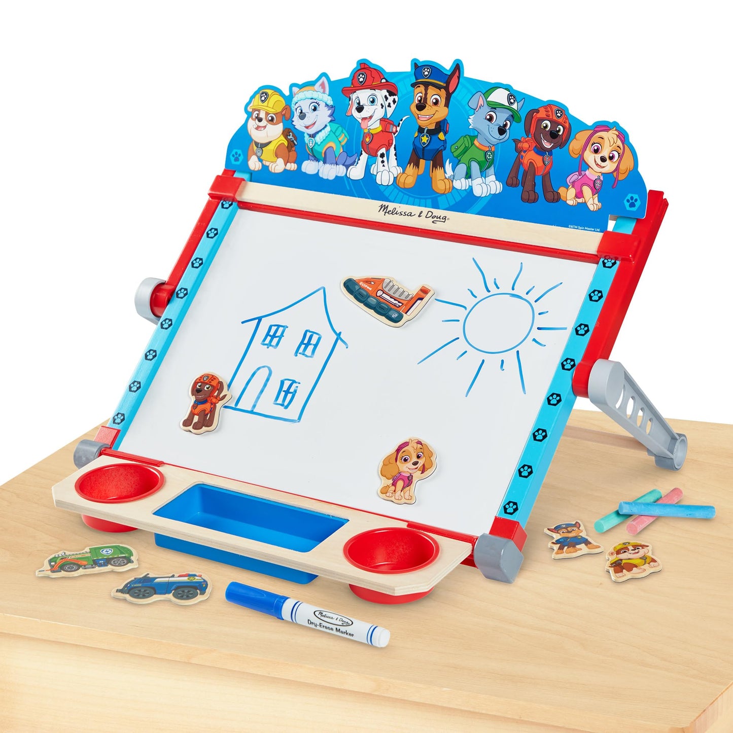 Melissa & Doug PAW Patrol Tabletop Art Center, Double-Sided Wooden Easel
