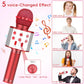 Wireless Bluetooth Karaoke Microphone for Kids, 5-in-1 Portable Handheld Karaoke Mic Speaker Player Recorder with Adjustable Remix FM Radio for Kids