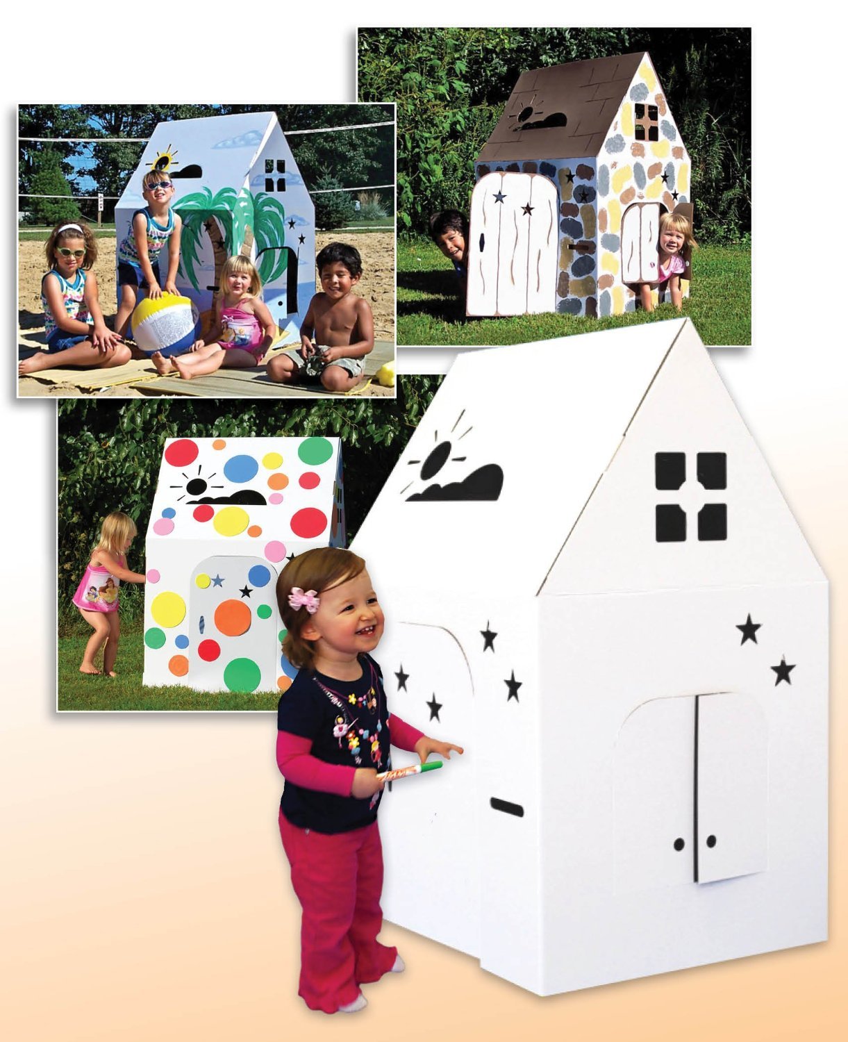 Easy Playhouse Cardboard Kids Fort - Indoor & Outdoor Art & Craft House