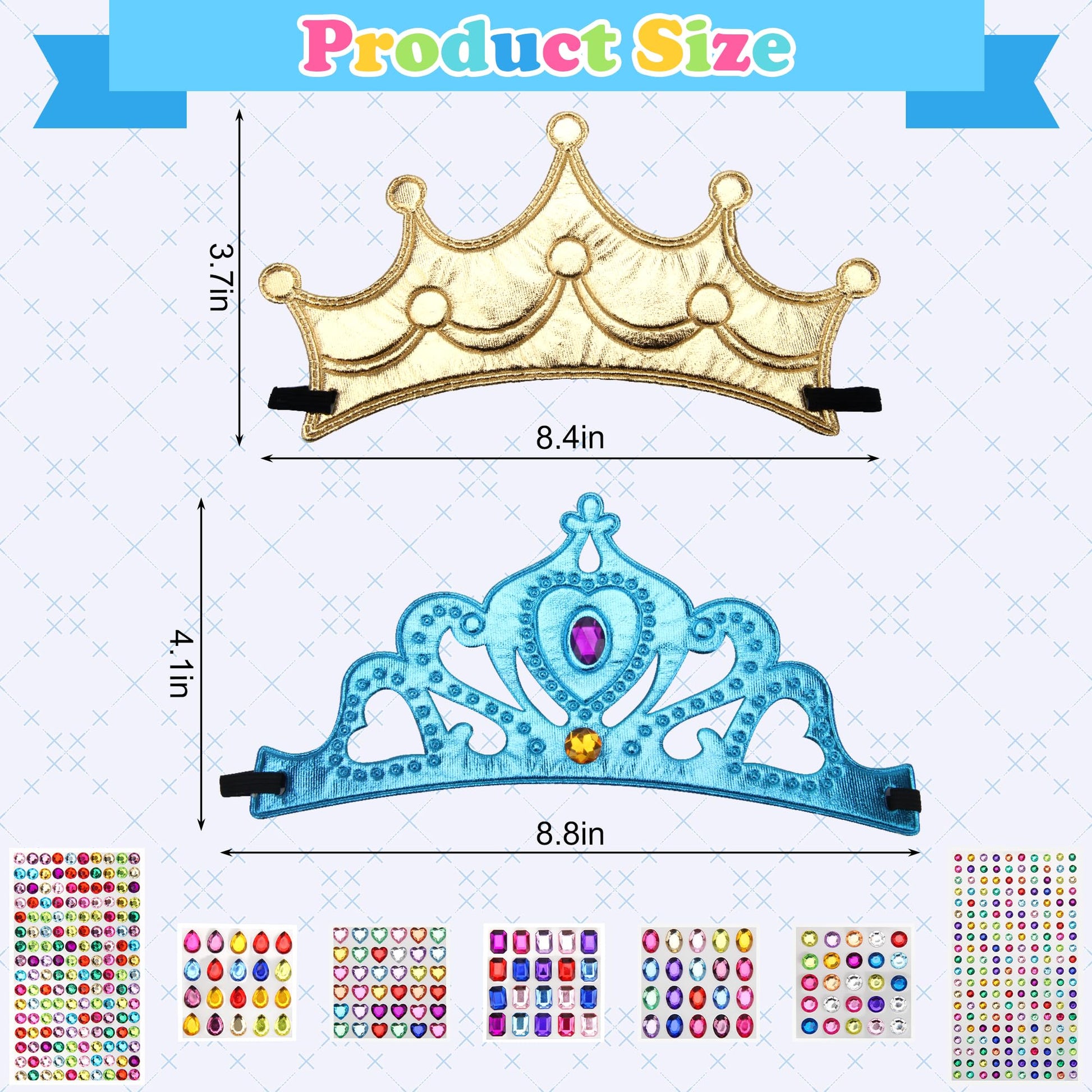 Bettoor 23 Packs Foam Princess Crowns and Tiaras for Birthday Party Favors Hats, DIY Prince Crown Kit Paper Tiara with 7pcs Crystal Diamond Sticker