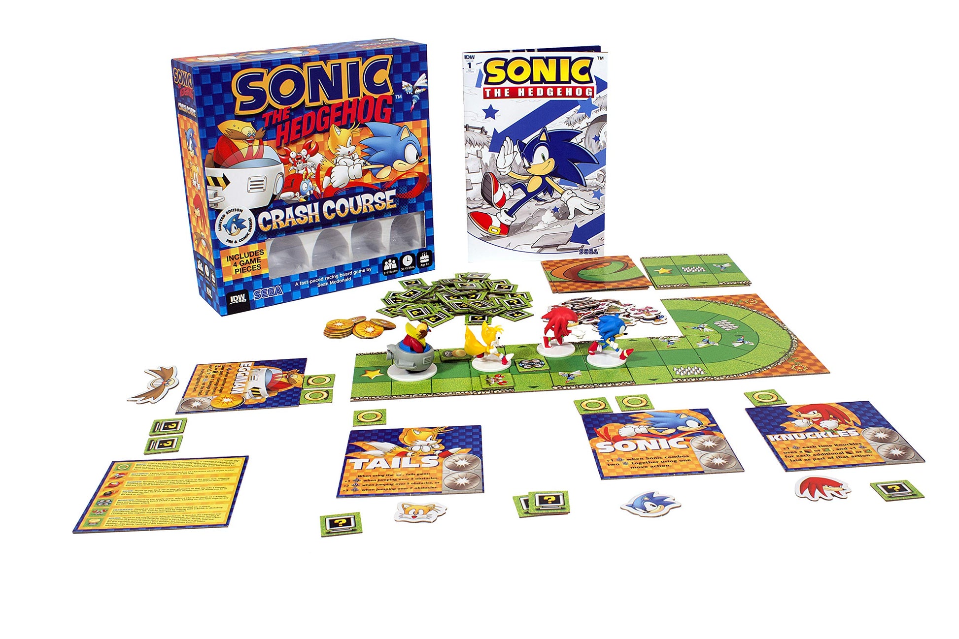Sonic the Hedgehog Crash Course by IDW Games | Fast-Paced Racing with Build-As-You-Play Track | Chaos Emeralds and Pre-Painted Miniatures | 2-4