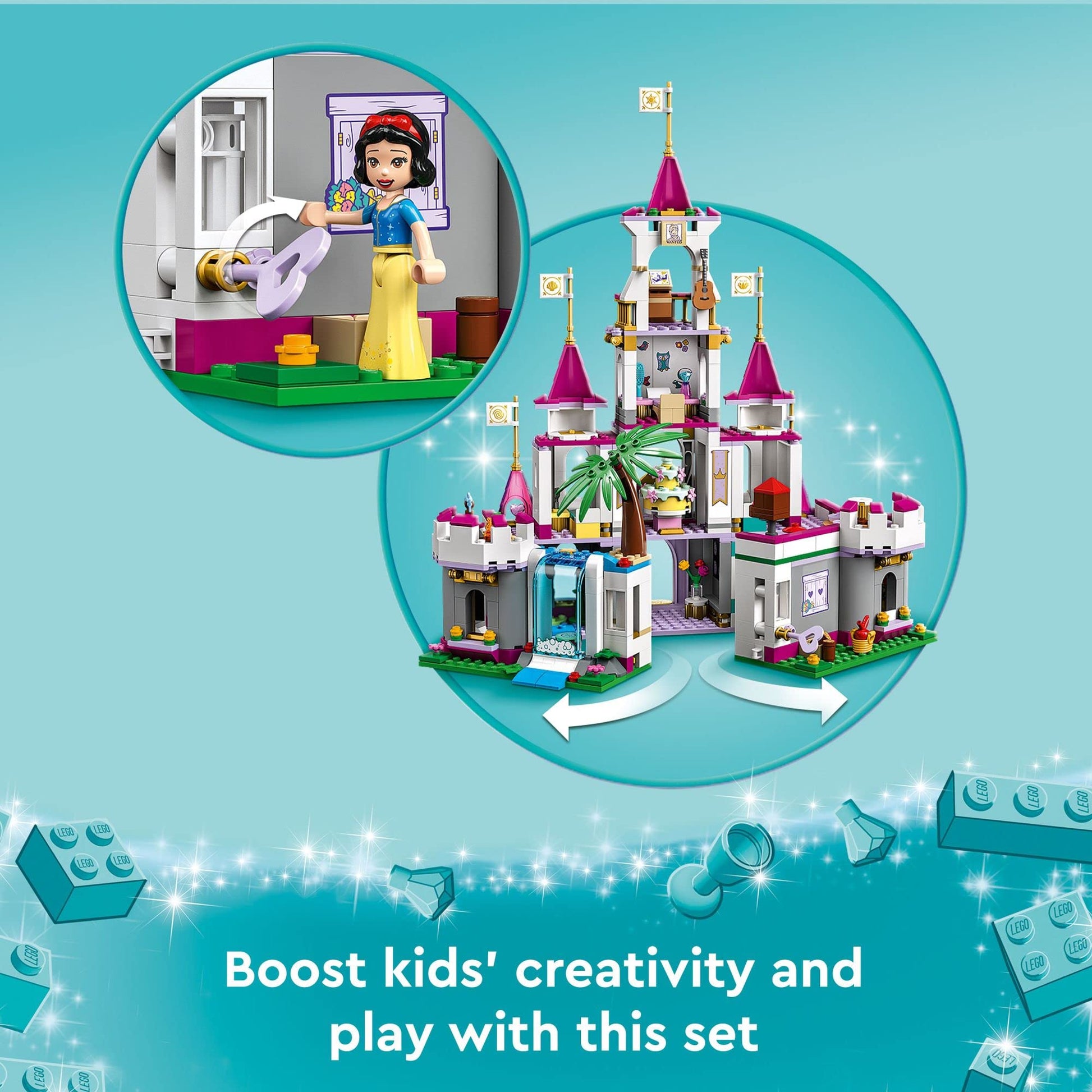 LEGO Disney Princess Ultimate Adventure Castle 43205 Building Toy with 5 Princess Mini-Dolls Including Ariel, Rapunzel and Snow White(Packaging May