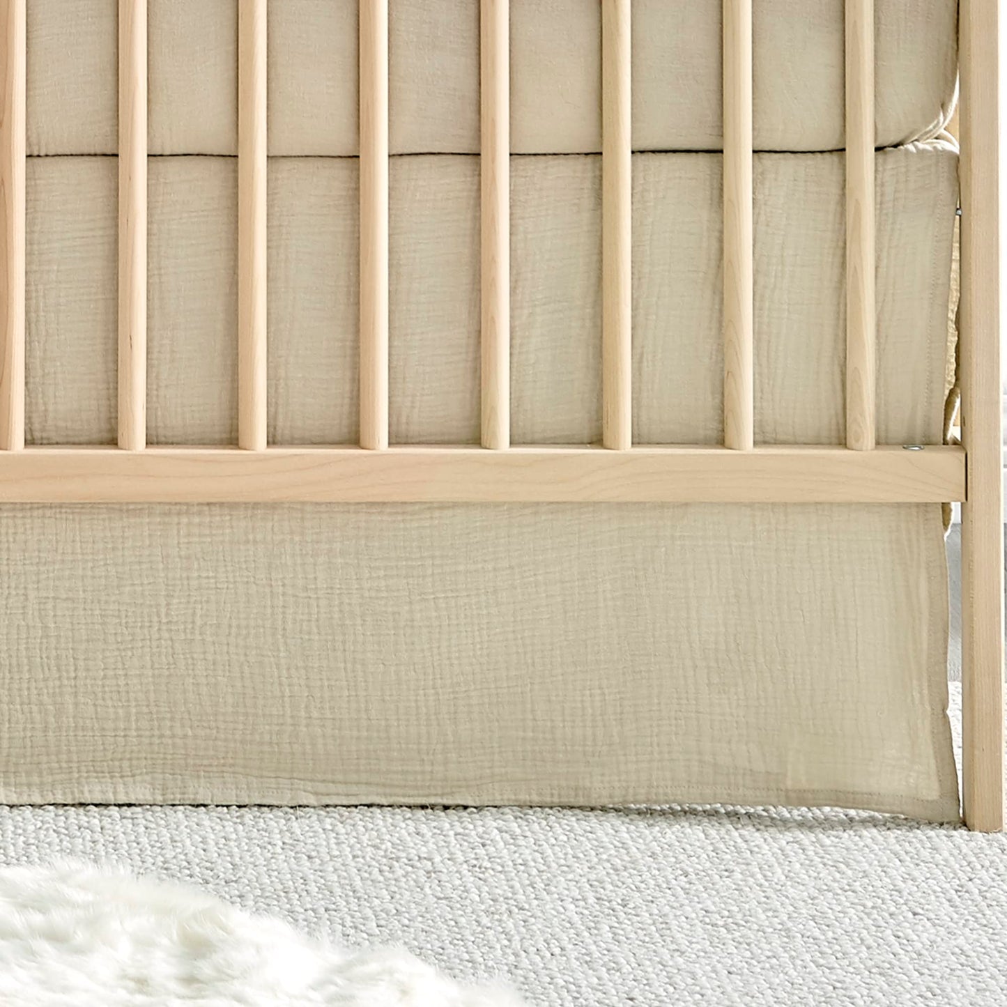 Levtex Baby - Cloud Muslin Crib Dust Ruffle - Baby Nursery - Beige Textured Muslin - Dust Ruffle (52x28+16)