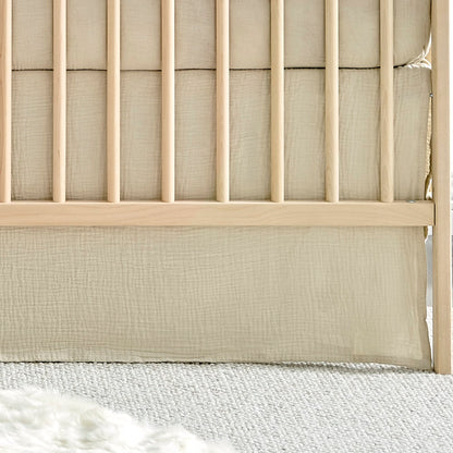 Levtex Baby - Cloud Muslin Crib Dust Ruffle - Baby Nursery - Beige Textured Muslin - Dust Ruffle (52x28+16)