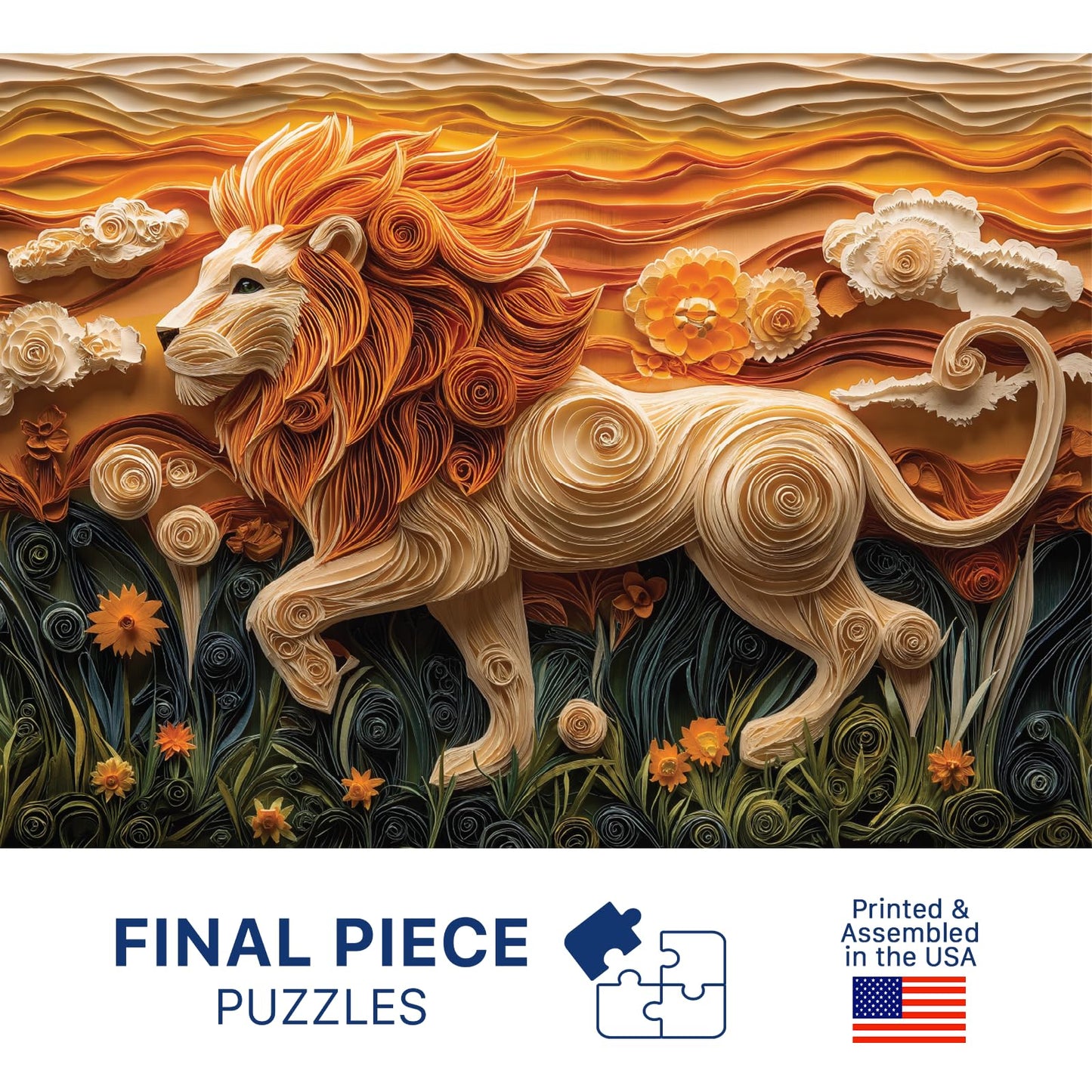 Golden Lion (#1) - 1000 Piece Jigsaw Puzzle for Adults | Premium European Blue Board | Satin Low-Glare Finish | Ribbon Cut | Bonus Poster |