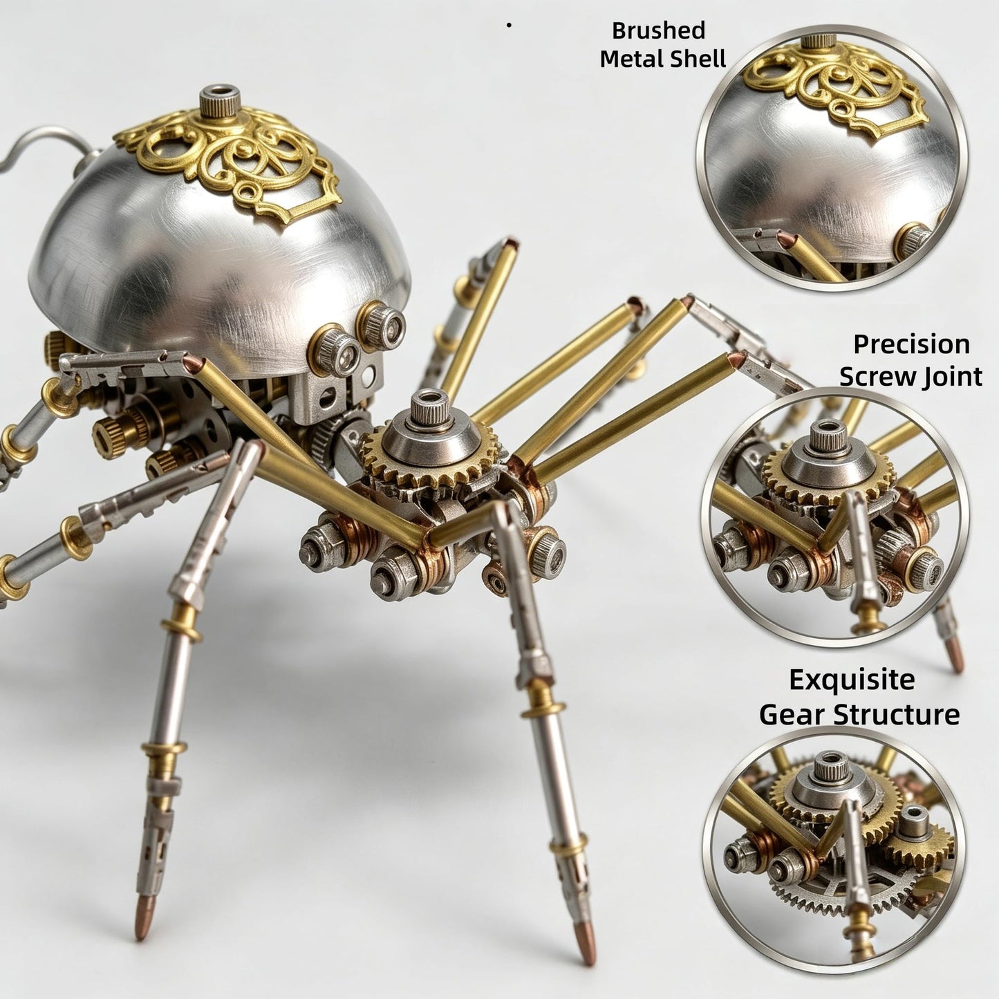 Steampunk Mechanical Insect Spider 3D Metal Puzzle Model Kits 150+ Parts No Glue Build Unique Desk Decor Christmas & Birthday Gift for Men