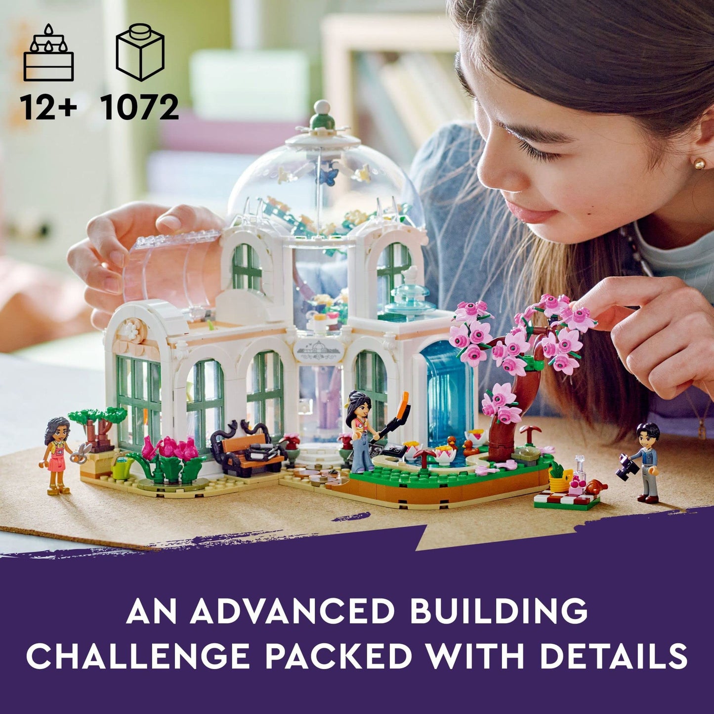 LEGO Friends Botanical Garden 41757 Building Toy Set, A Creative Project for Ages 12+, Build and Display a Detailed Greenhouse Scene, A Gift for Kids