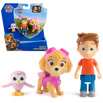 Paw Patrol Skye & Alex Porter Figure Pack with Lil Hootie Toy Figure, Kids Toys for Boys & Girls Ages 3 and Up