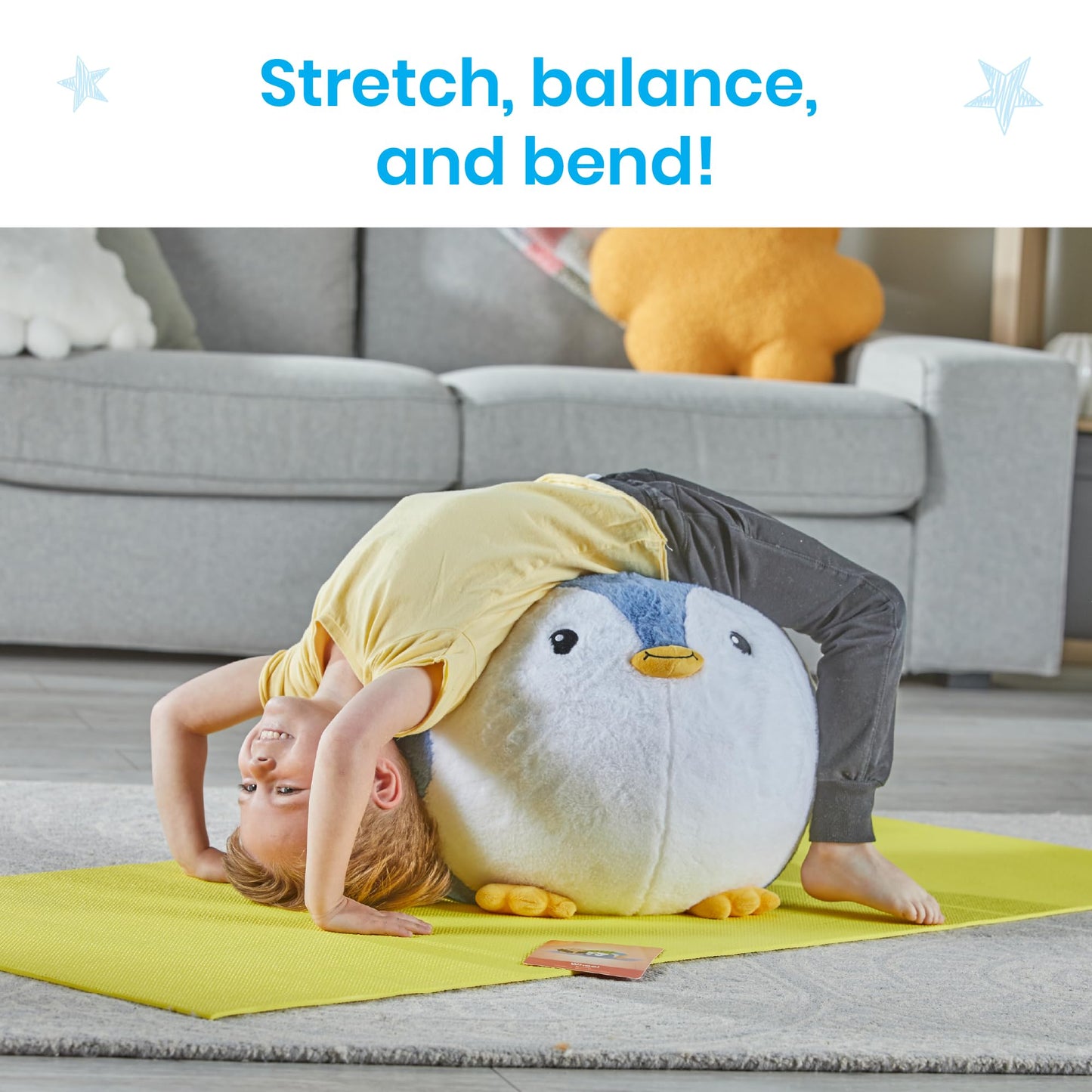 hand2mind Penguin BubblePlush Yoga Ball Buddy, Yoga Ball for Kids, Calming Corner for Items, Kids Exercise Equipment, Occupational Therapy Toys