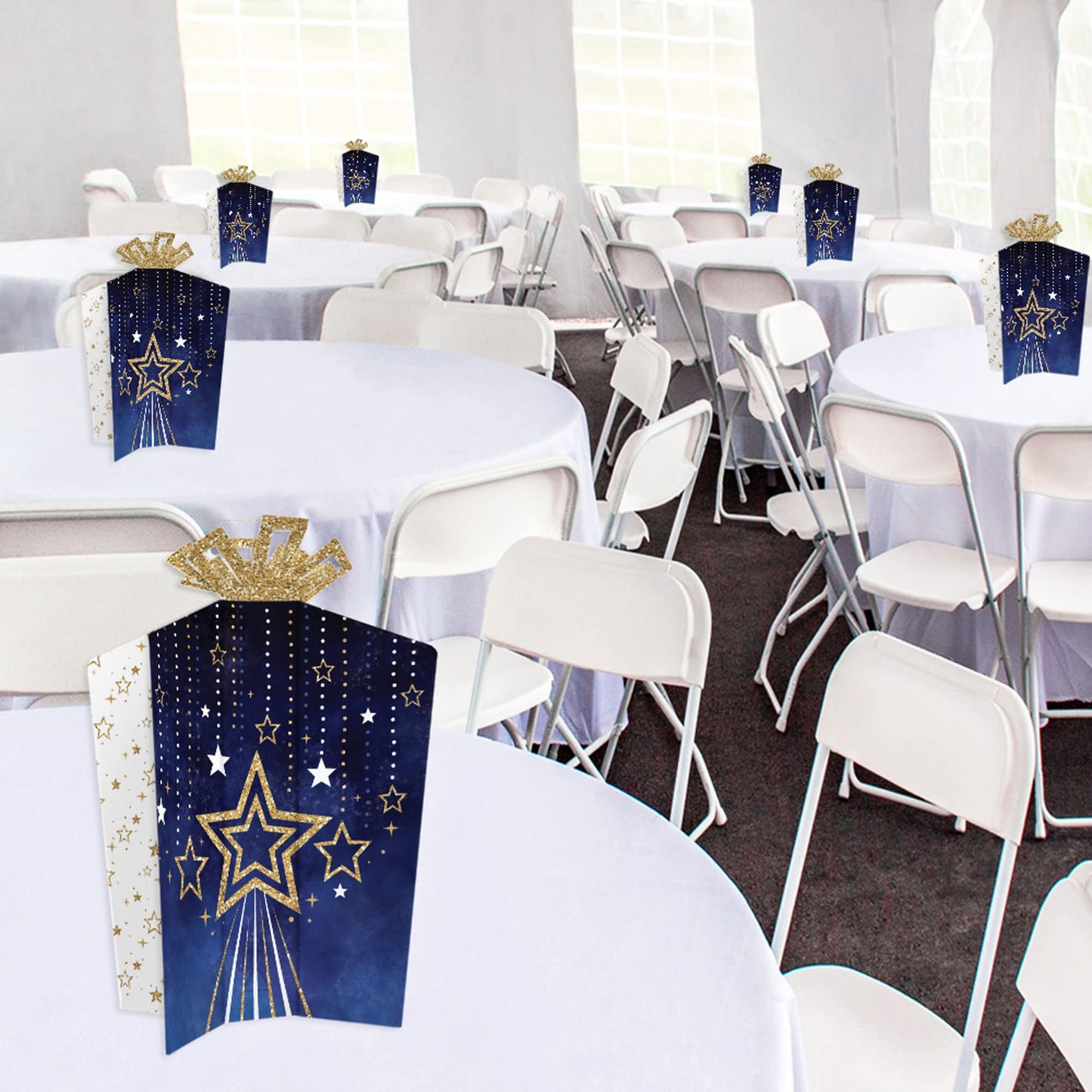 Big Dot of Happiness Starry Skies - Table Decorations - Gold Celestial Party Fold and Flare Centerpieces - 10 Count