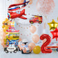 12pcs Transportation Truck Plane School Bus Fire Truck Police Car Ship Ambulance Submarine Birthday Number Foil Balloon for Transportation 2nd
