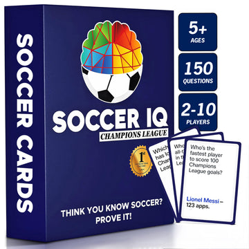 SOCCER IQ Soccer Trivia Card Game Champions League Version - 150 Soccer Trivia Questions, Best Soccer Gifts for Boys | Soccer Games for Kids