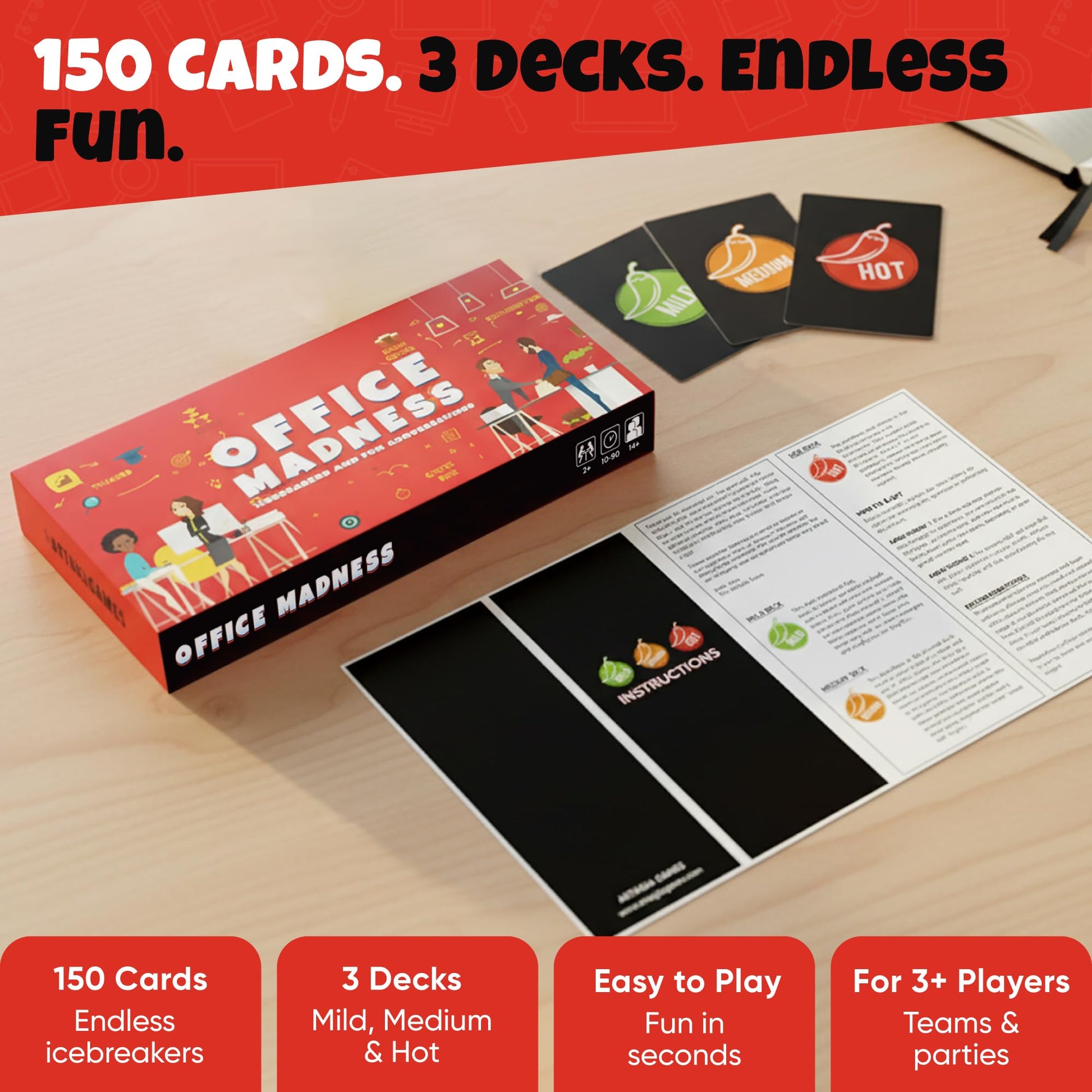 Team Building Card Game with 150 Icebreakers and Funny Questions | 3-in-1 Funny Office Game and Conversation Starter | Perfect for an Office Party or