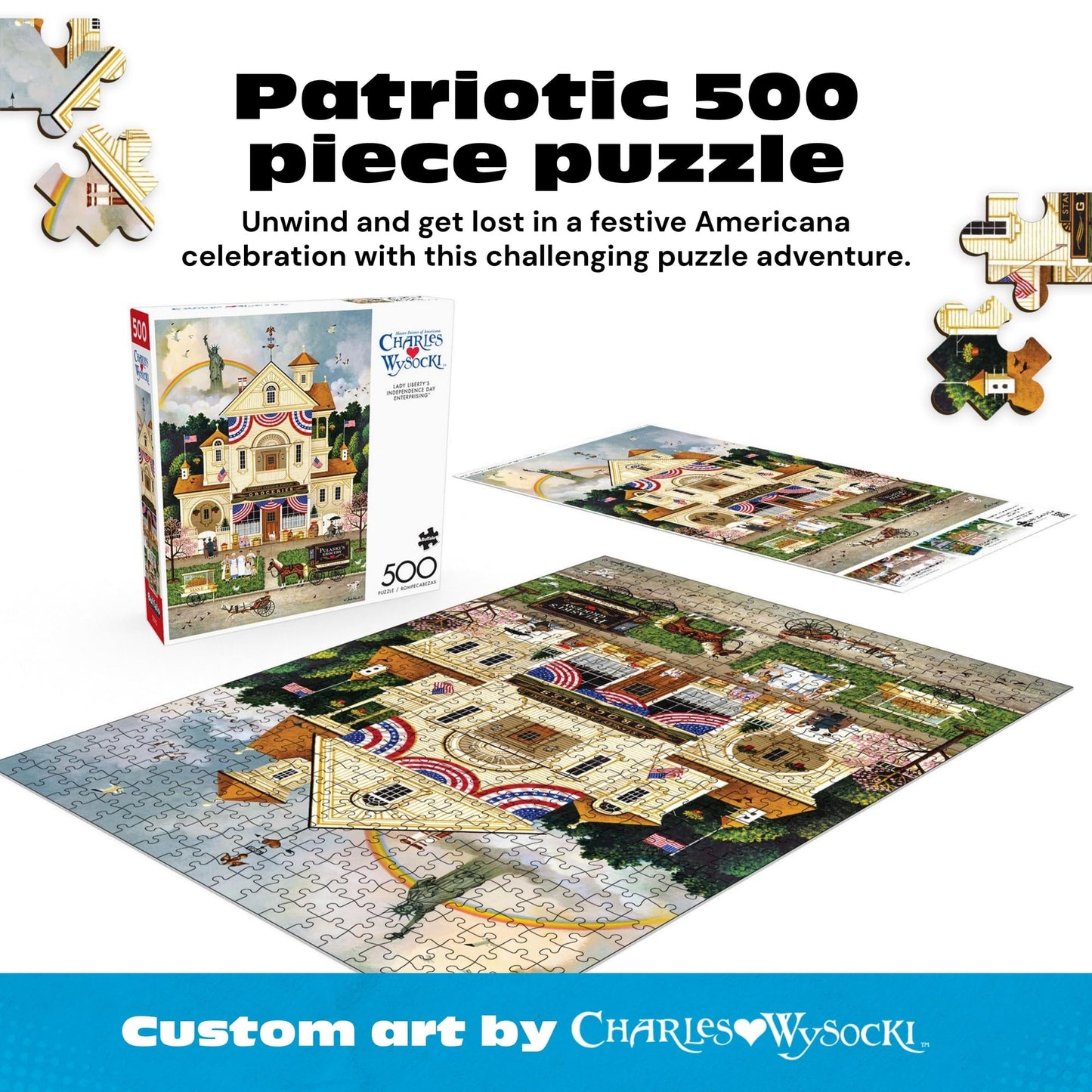 Buffalo Games - Charles Wysocki Lady Liberty Americana 500 Piece Puzzle