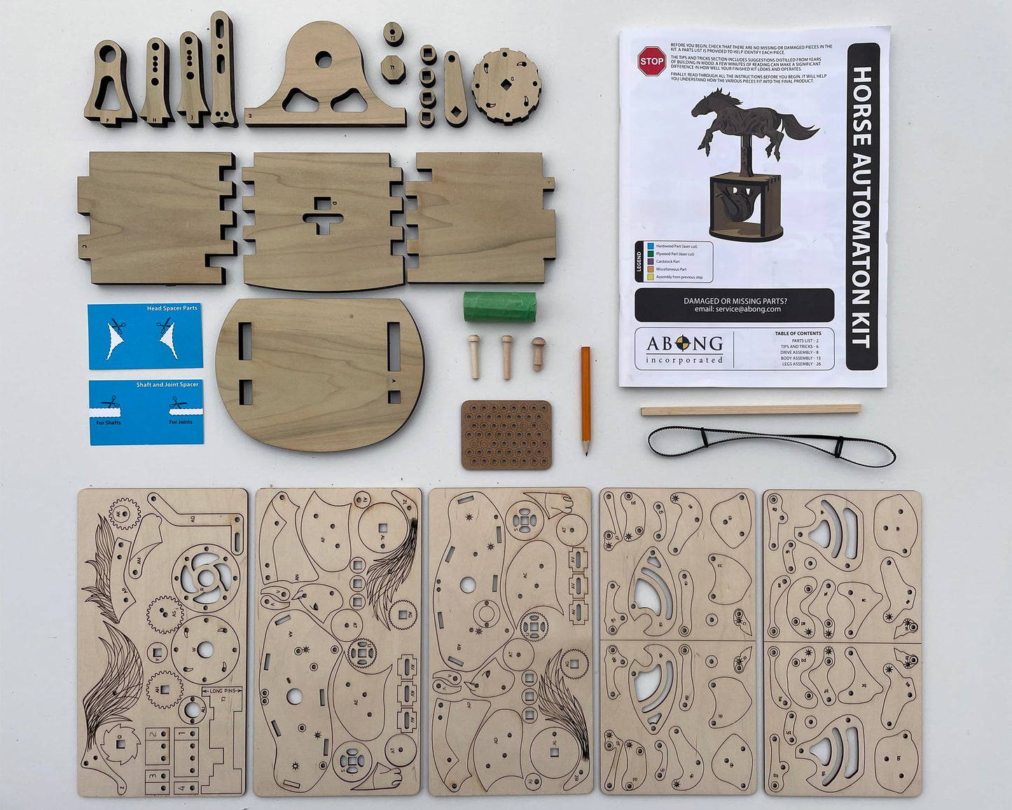 Abong 3D Wood Craft Mechanical Horse Automation Model | 221 Pieces of Precise Cuts of Plywood | Includes an Illustrated Instruction Book