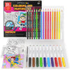 ARTEZA Fantasy Coloring & Painting Kit, 3 Pack 4x4 Canvases, 10 Markers, 16 Watercolor Pencils, Paint Brush & Sharpener, Pre-Printed Art Panels