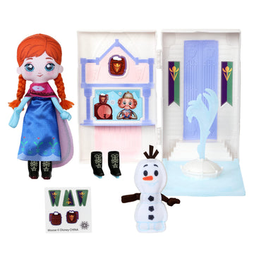 Disney Sweet Seams 6" Soft Rag Doll Deluxe Pack - 2pc Toy Dolls |Anna and Olaf's Castle Ice Rink Playset