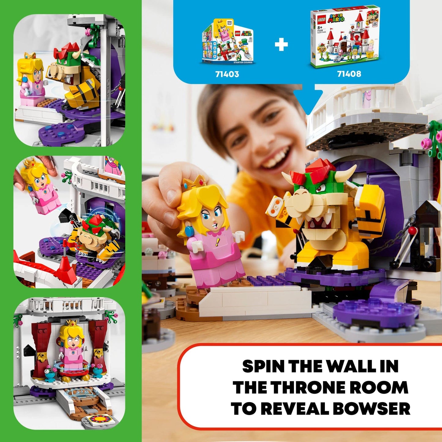 LEGO Super Mario Peach’s Castle Expansion Set 71408, Buildable Game Toy, Gifts for Kids Aged 8 Plus with Time Block Plus Bowser and Toadette Figures,