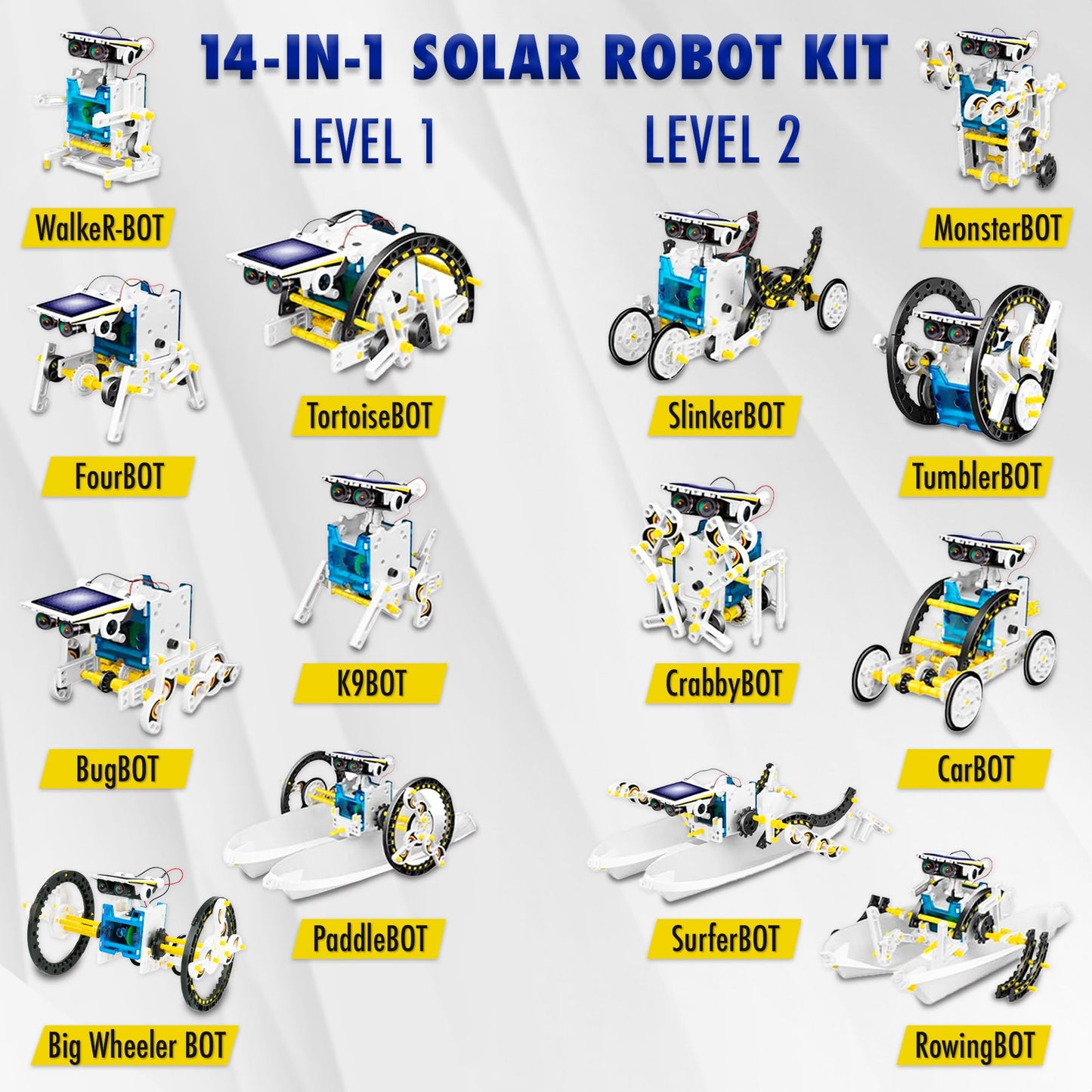 Teach Tech SolarBot.14, Transforming Solar Robot Kit, STEM Learning Toys for Kids 10+