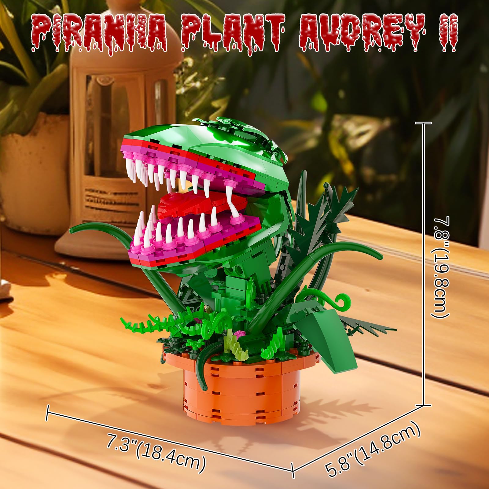 aphpaio Audrey 2 Piranha Plant Building Toys Sets, Little Shop of Horrors Flowers Cannibal with Openable Mouth Building Blocks, Gift for TV Fans