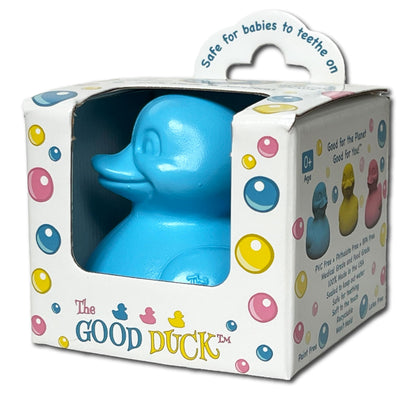 Celebriducks The Good Duck - BPA & PVC Free Rubber Duckie Baby Bath Toy Teether - Baby Blue