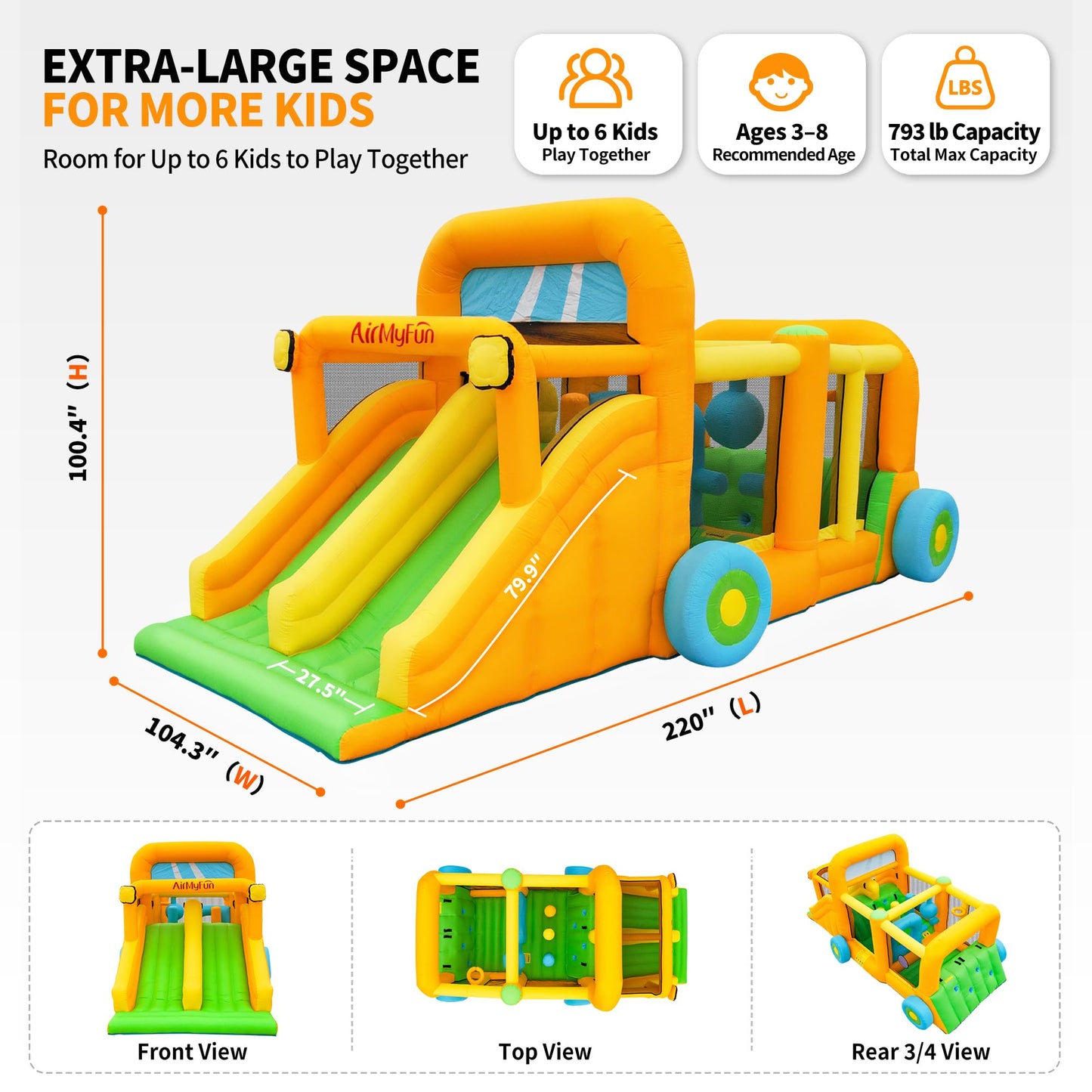 AirMyFun 11-in-1 Extra Large Bounce House for Kids 3-8 with Double Slides