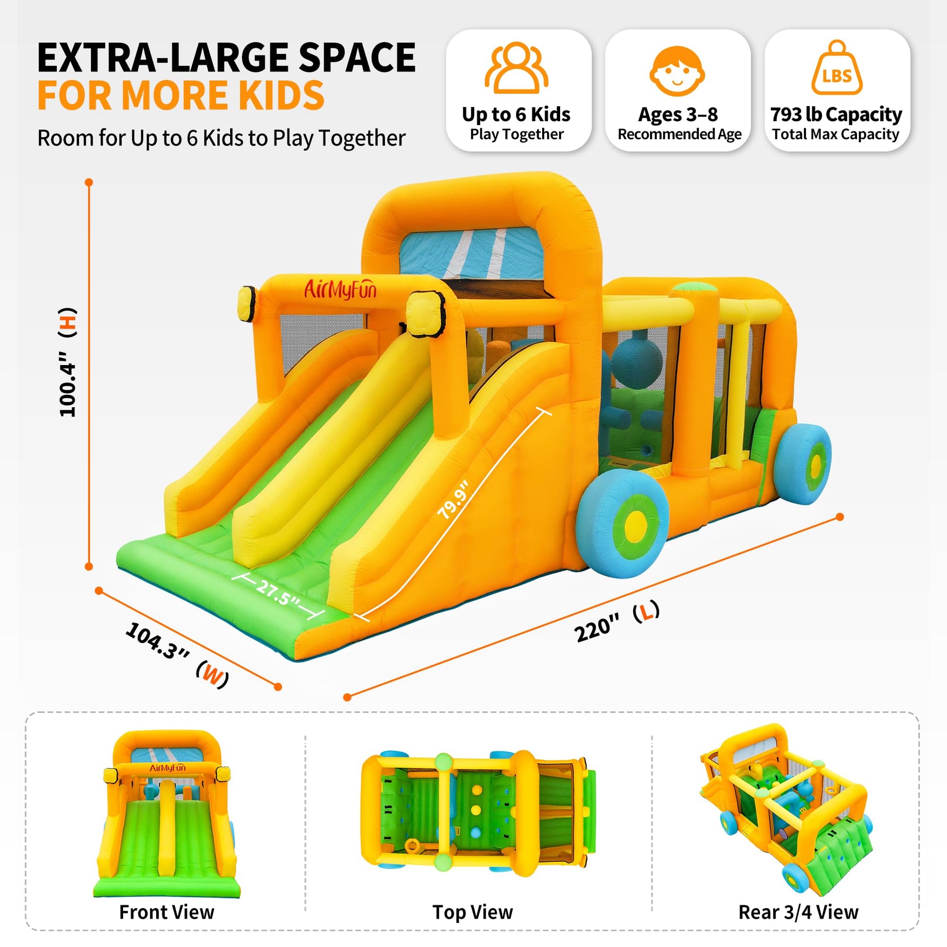 AirMyFun 11-in-1 Extra Large Bounce House for Kids 3-8 with Double Slides