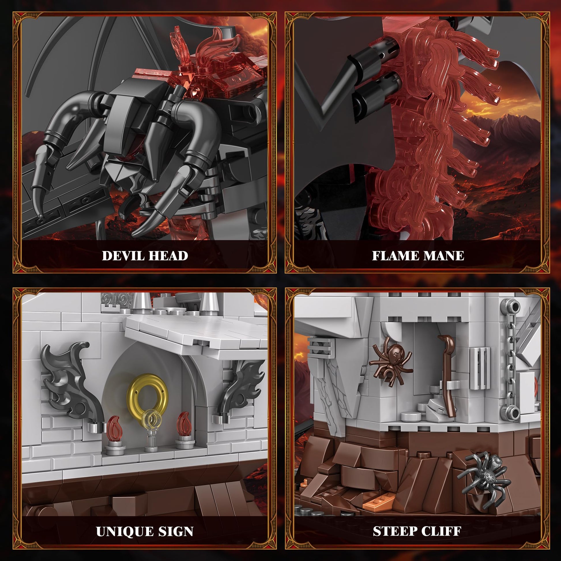 The King of The Magic Rings Devil Building Set for Adults, Dark Lord Monsters vs Figure on The Cliff, Monsters Building Set Collection Gift for Adult