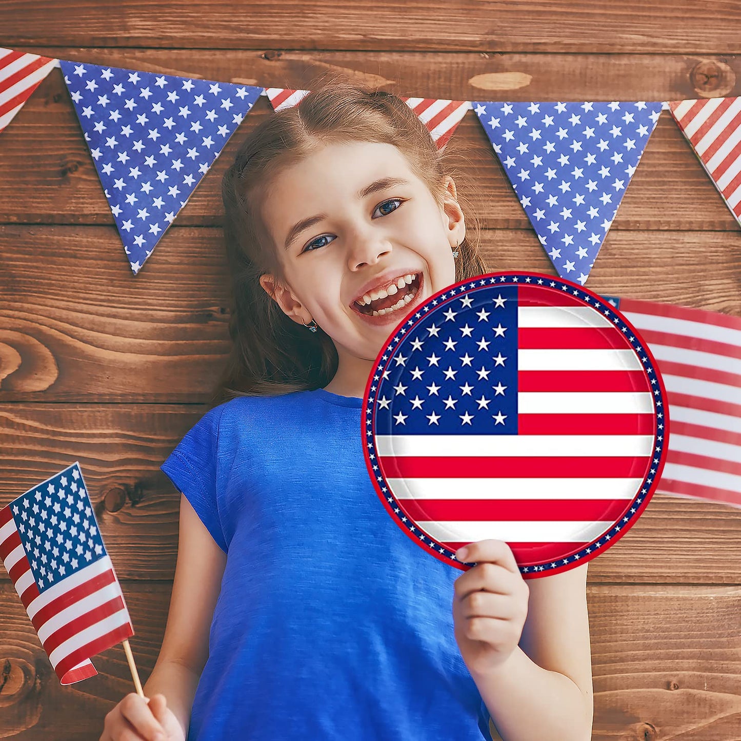 Gatherfun American Flag Patriotic Party Supplies Disposable Napkins and Paper Plates for Veterans Day Election Day 4th of July Independence Day