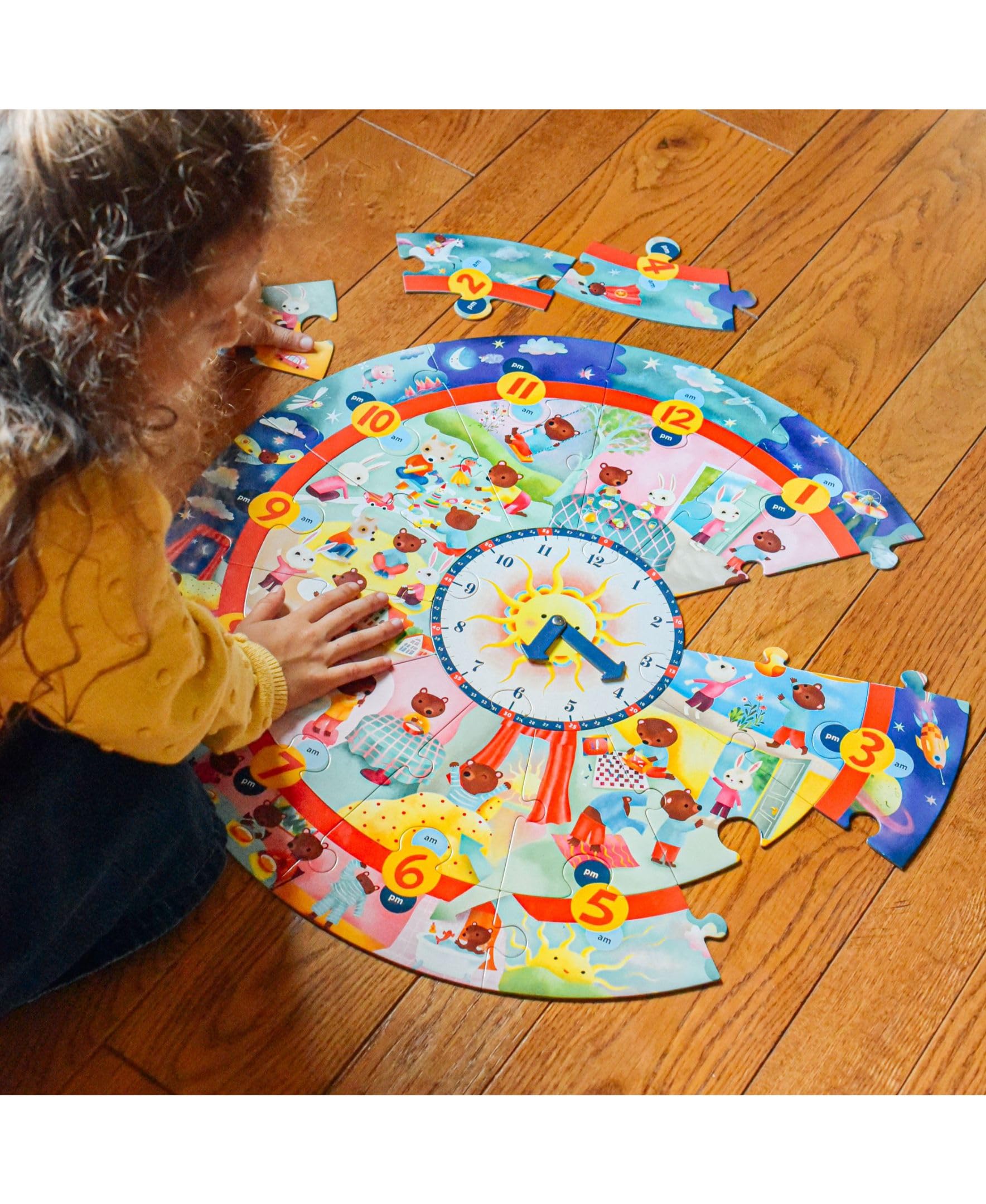 eeBoo: Around The Clock Jigsaw Puzzle, Engaging Way to Teach Time Telling, Provides an Innovative, Educational Experience, Perfect for Ages 3 and up