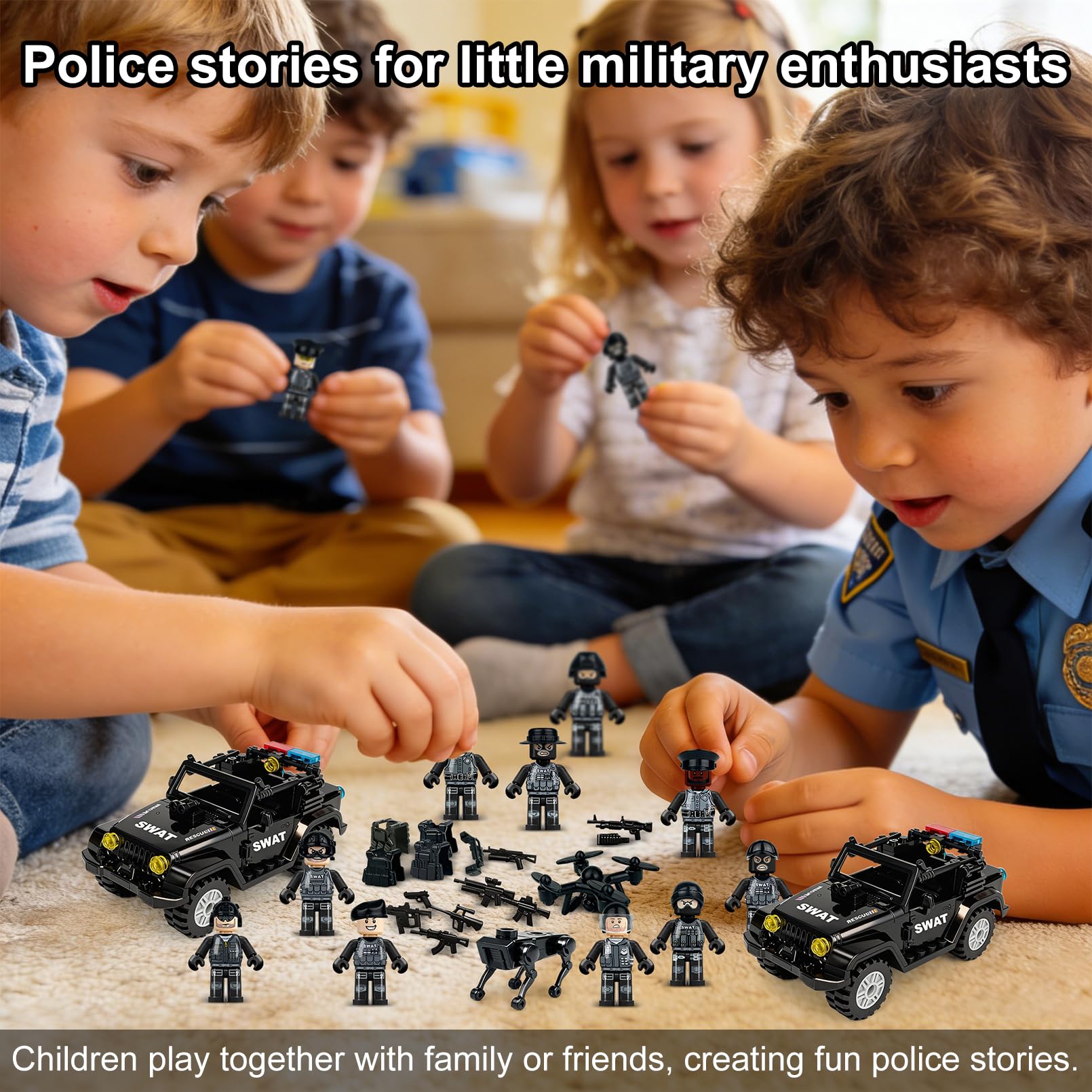 Military Minifigures Set, Mini Figures Toy, MINIFIG People Pack, Army Action Figures Building Blocks with SUV, Robotic Dogs, Kids Gift for Christmas
