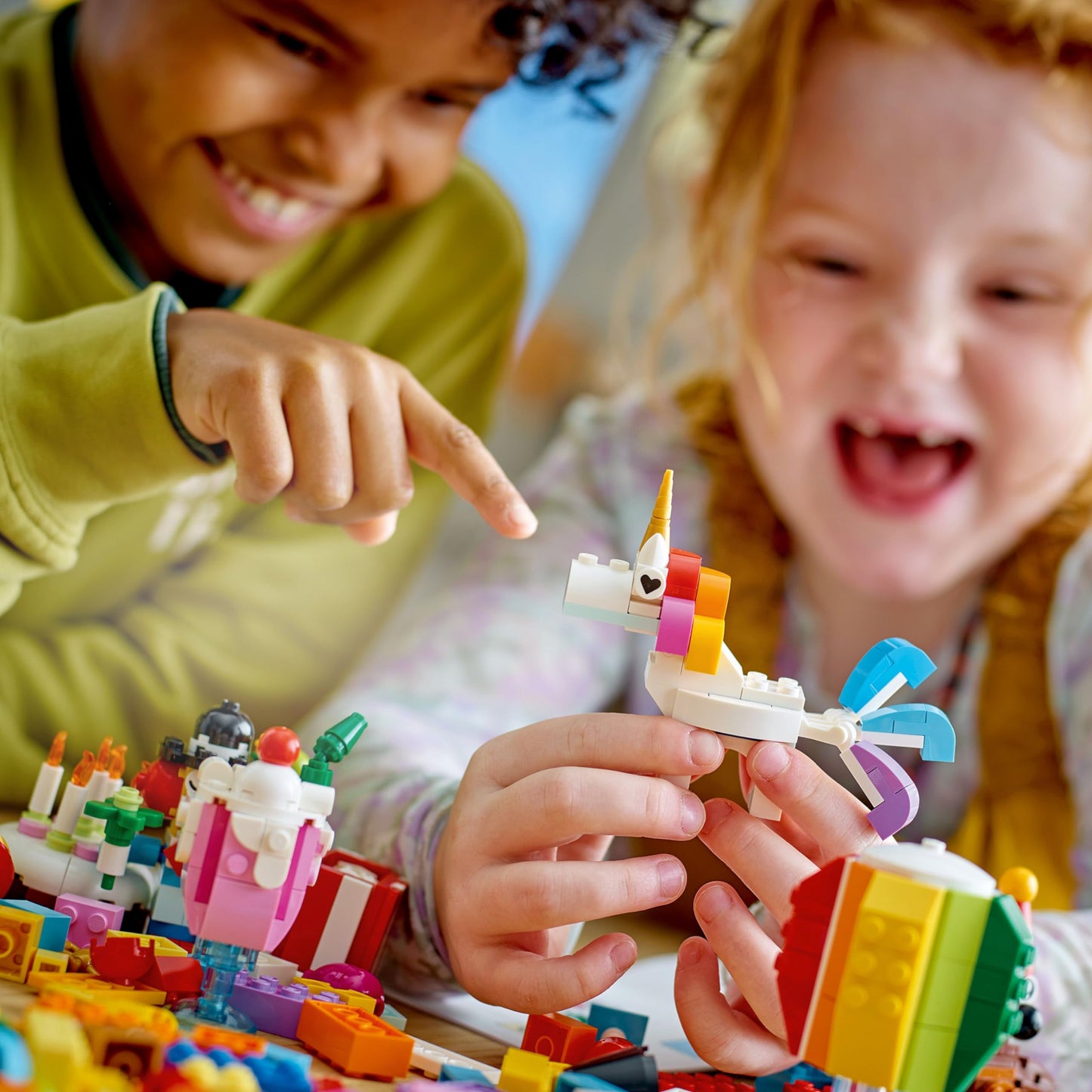 LEGO Classic Creative Party Box Bricks Set 11029, Family Games to Play Together, Includes 12 Mini-Build Toys: Teddy Bear, Clown, Unicorn, Fun for All