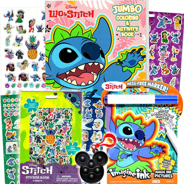 Disney Lilo and Stitch Coloring Book Super Set for Kids - Bundle with Activity Pad, Kids Coloring Book, Stickers and More