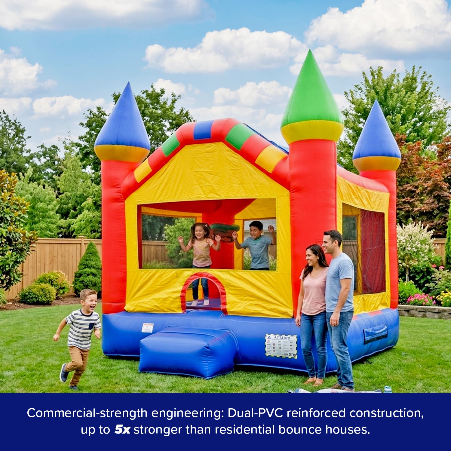 HeroKiddo 13x15 Castle Commercial Inflatable Bounce House Jumper with Blower