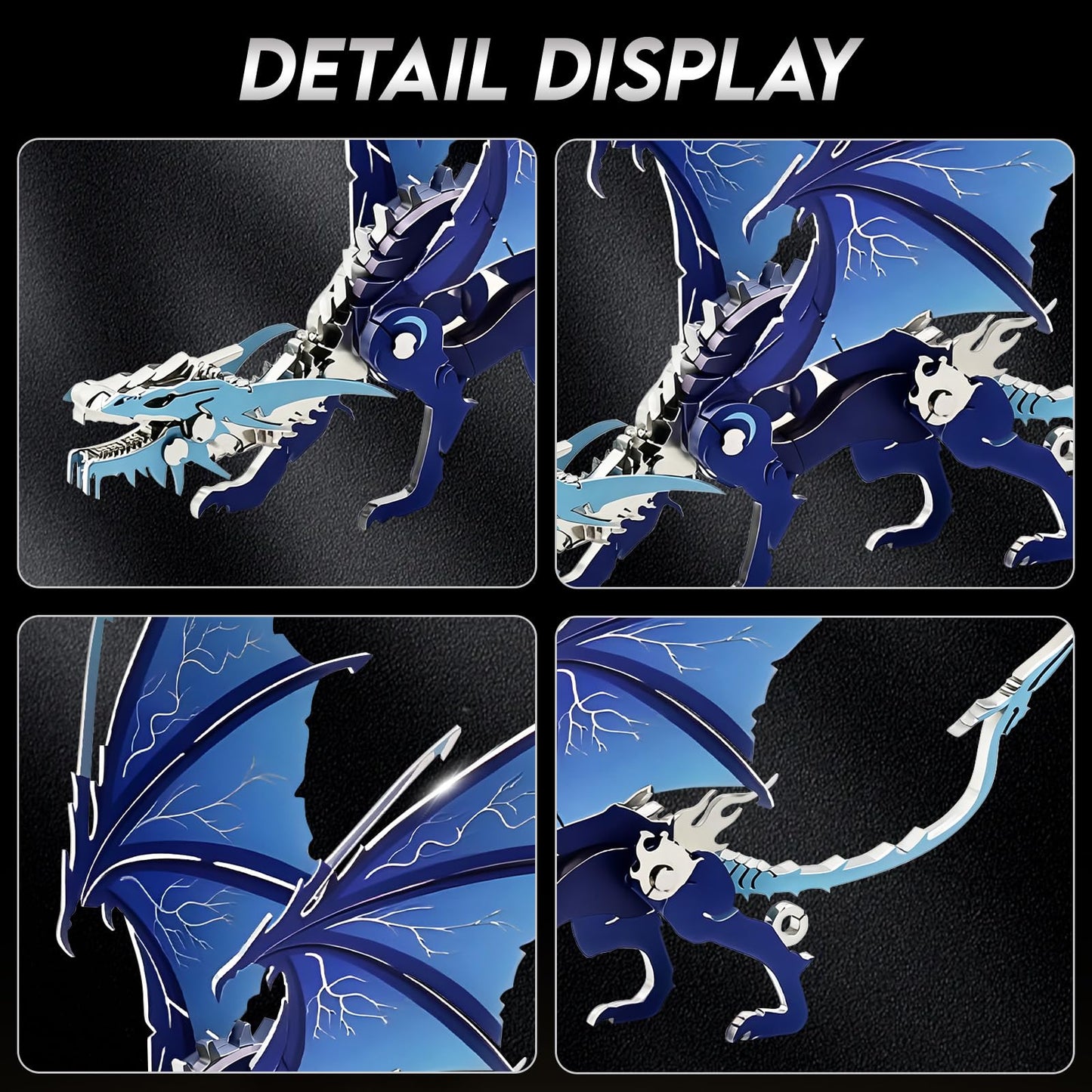 3D Metal Model Kits, Mechanical Ice Dragon 3D Metal Puzzle,Steel Warcraft Collection DIY Animal Brain Teasers Simple 3D Puzzles Home Decor Art Craft