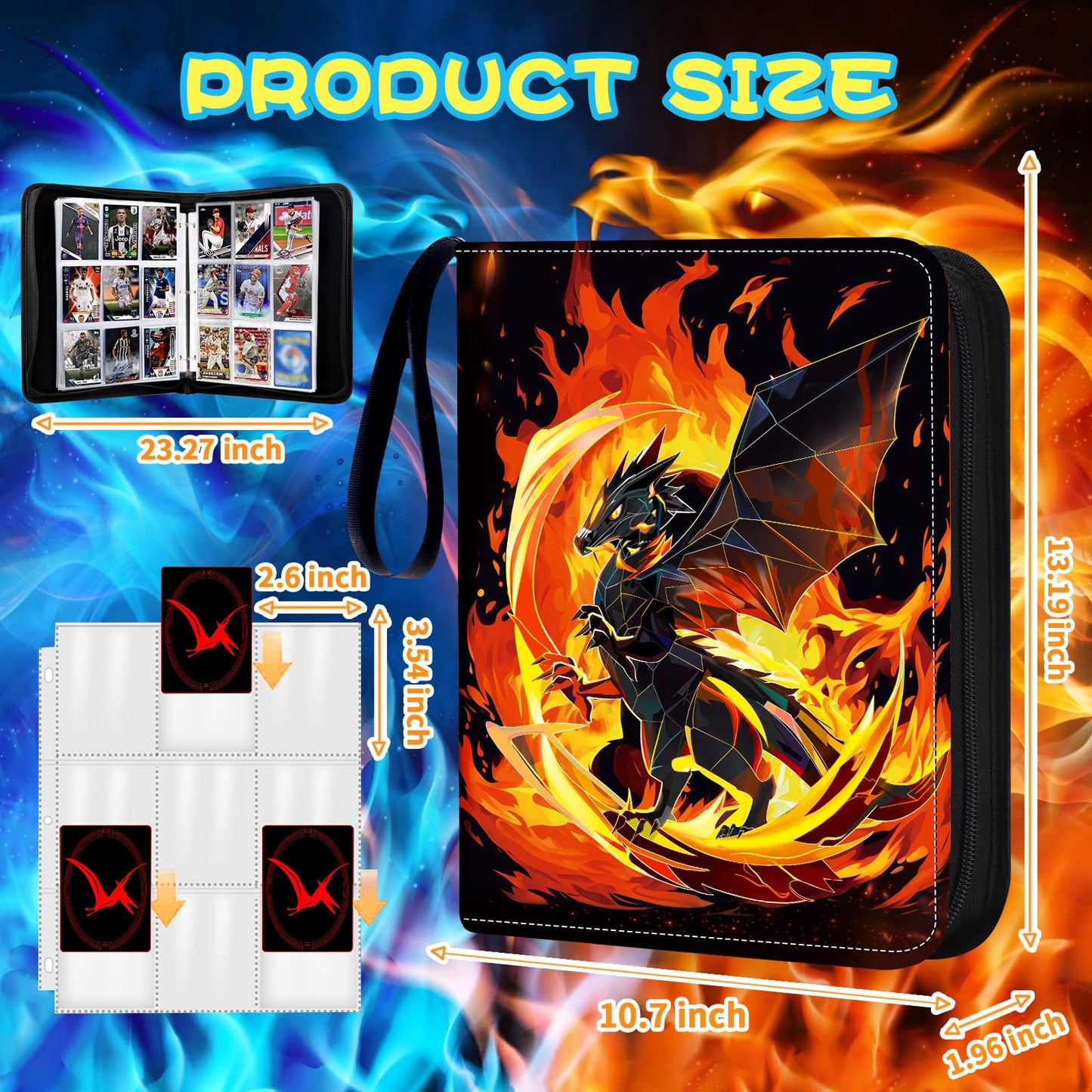 Card Binder For Trading Games, 9-Pockets 50 Sleeves Fits 900 Cards Holder (900)