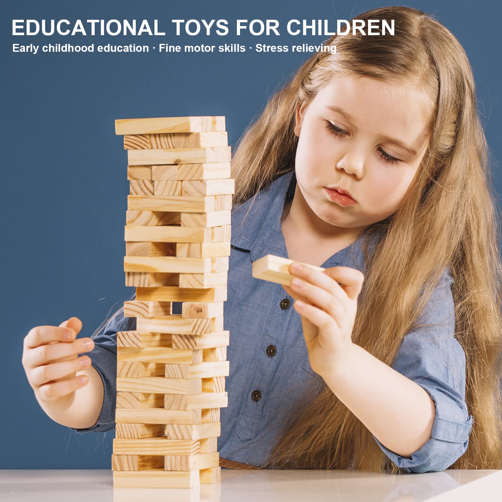 NiToy Wooden Plank Building Blocks 200PCS Sensory Toy for Kids, Montessori STEM Playset with Natural Pine Wood Creative Shapes for Educational
