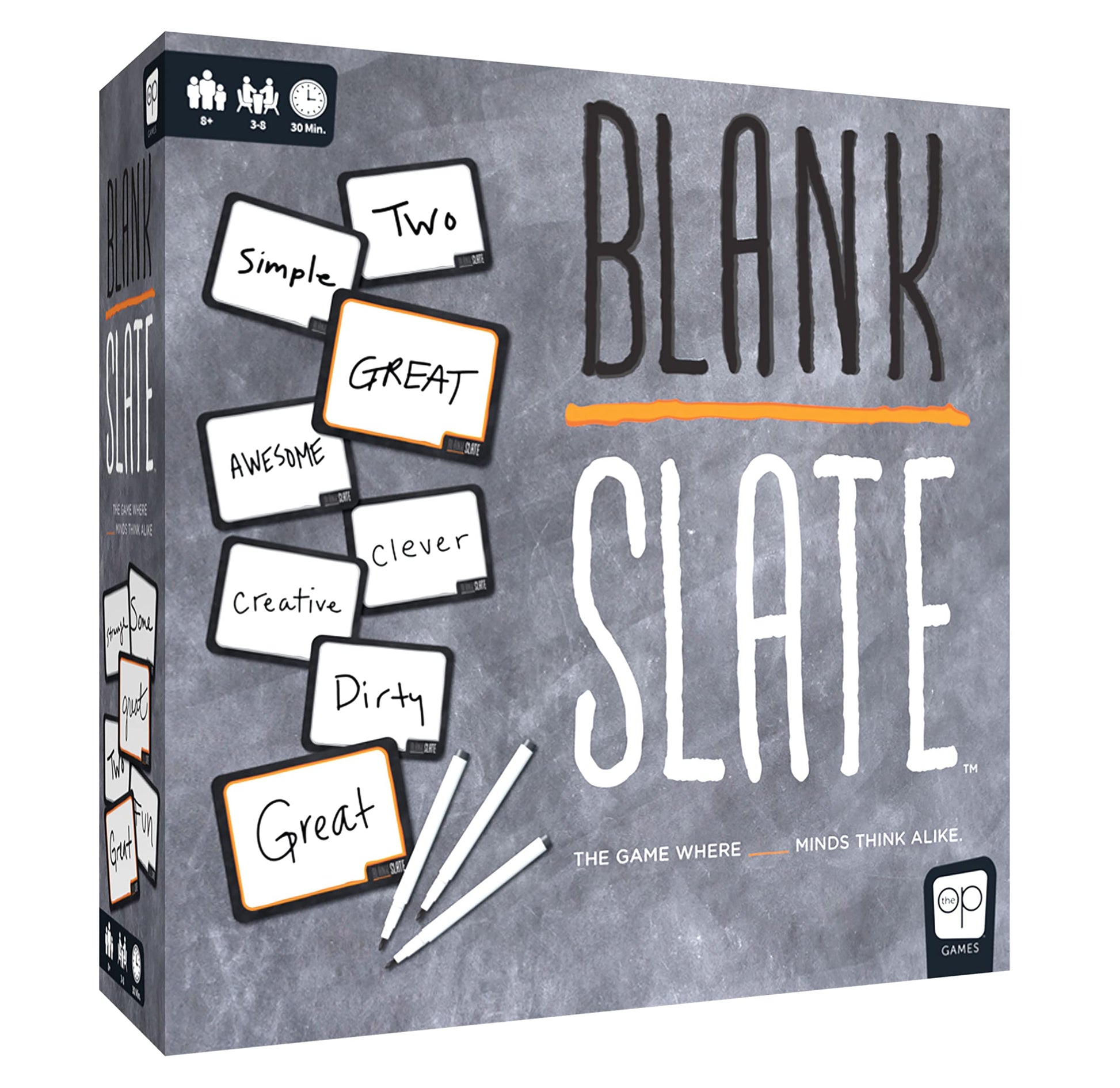 USAOPOLY BLANK SLATE, Where Great Minds Think Alike, Fun Family-Friendly Board Game, Word Association Party Game, Easy to Learn, Fun to Play Family