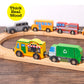 9 Piece Wooden Cars with Magnets - City Vehicles, Emergency Trucks, School Bus, Police, Fire, Ambulance, Taco Truck Toy - Community Helpers Play Set