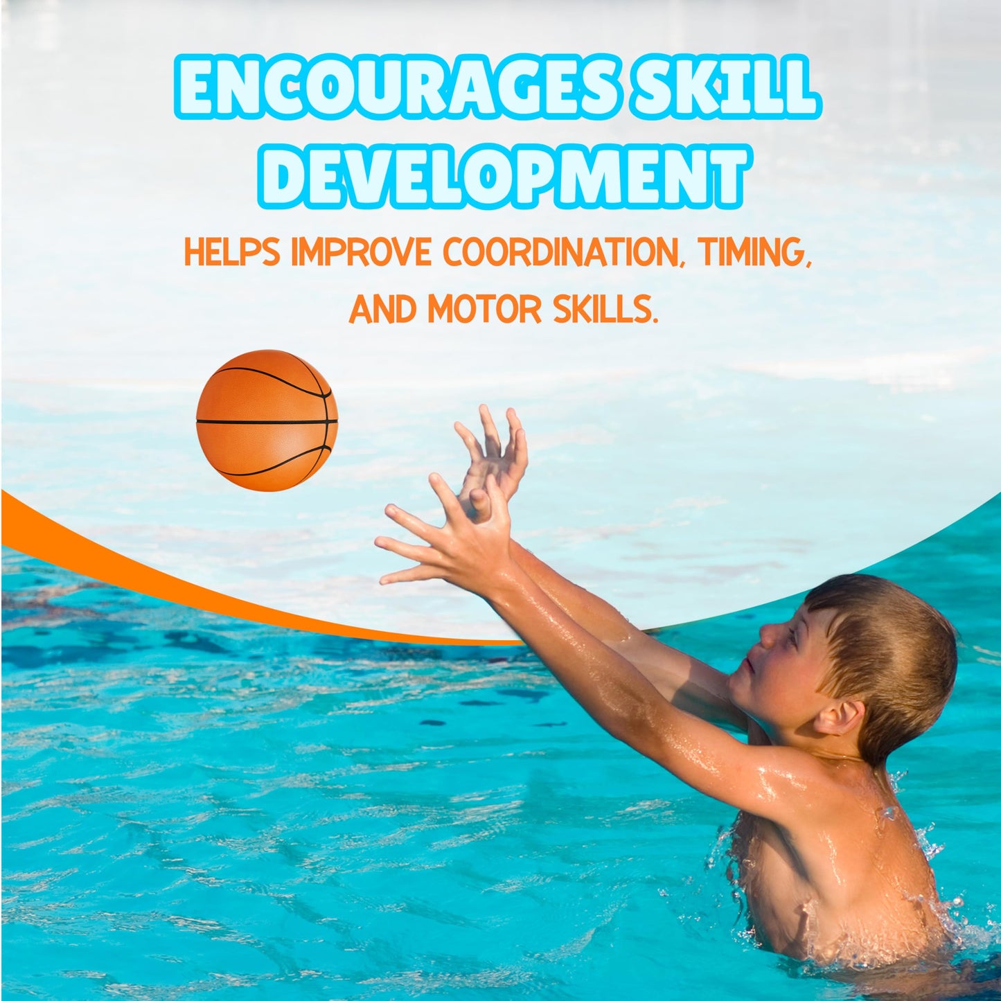 Underwater Pool Basketball, Water-Filled Ball with Textured Grip, 6.5 in