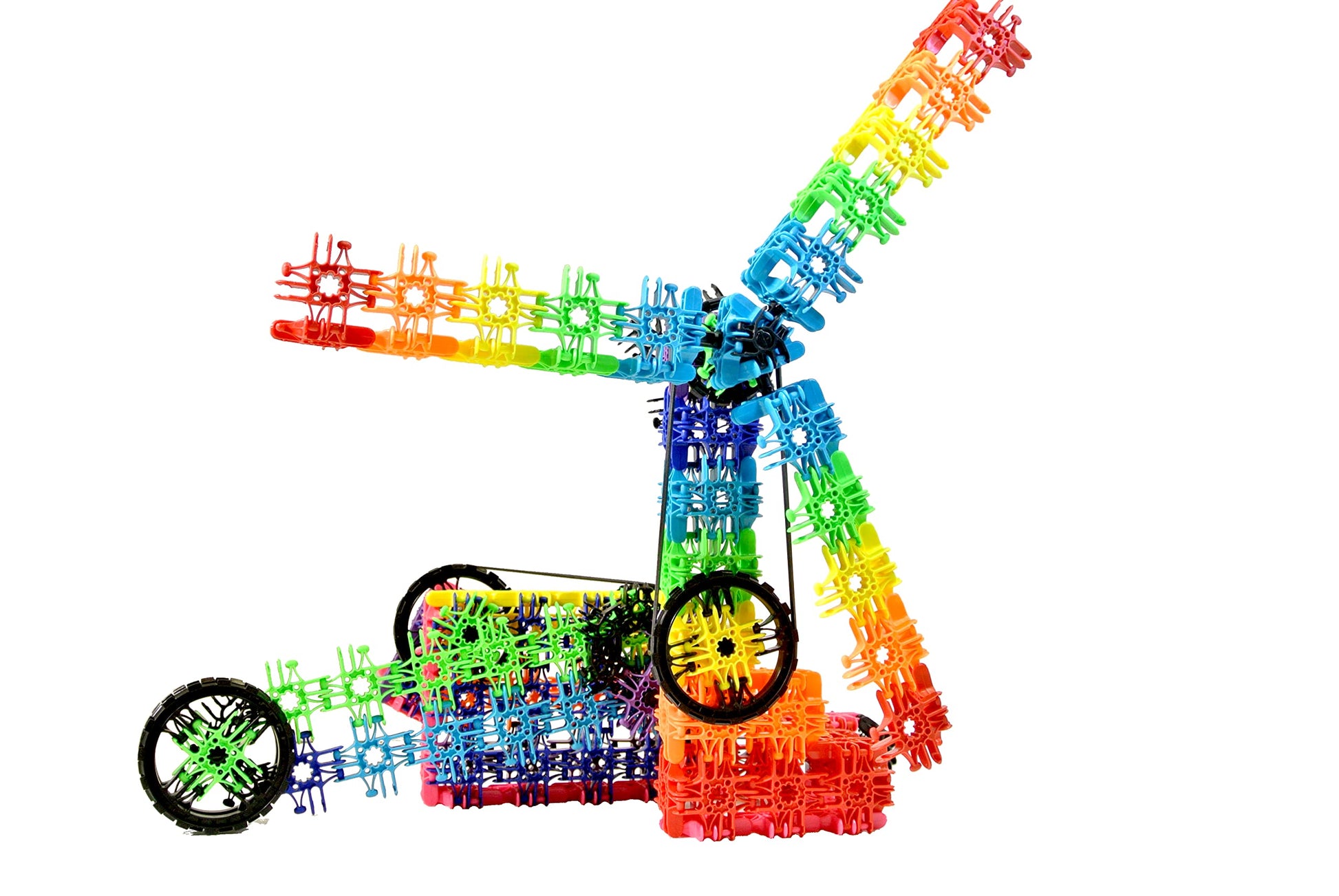Lux Blox STEAM Inventor Rainbow Colors - 231-Piece Building Set | Patented Snap-Hinge Blocks that Bend & Move | STEM Toy for Kids Ages 6+ | Made in