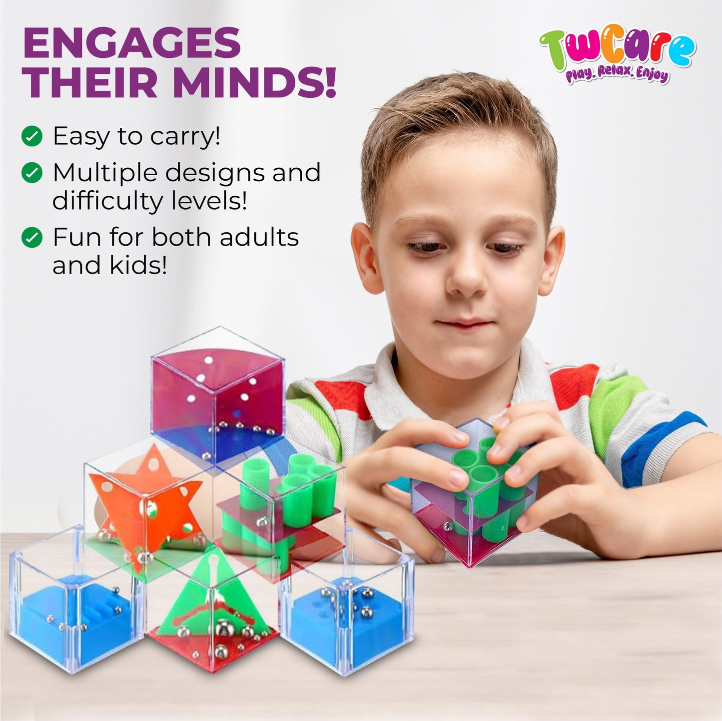 Brain Teaser Puzzle Cubes Party Favors for ADHD Autism Kids Adults 24 Pack Fidget Toy Set Gifts Mini Games Stress Relief Stocking Stuffers Bulk Goodie