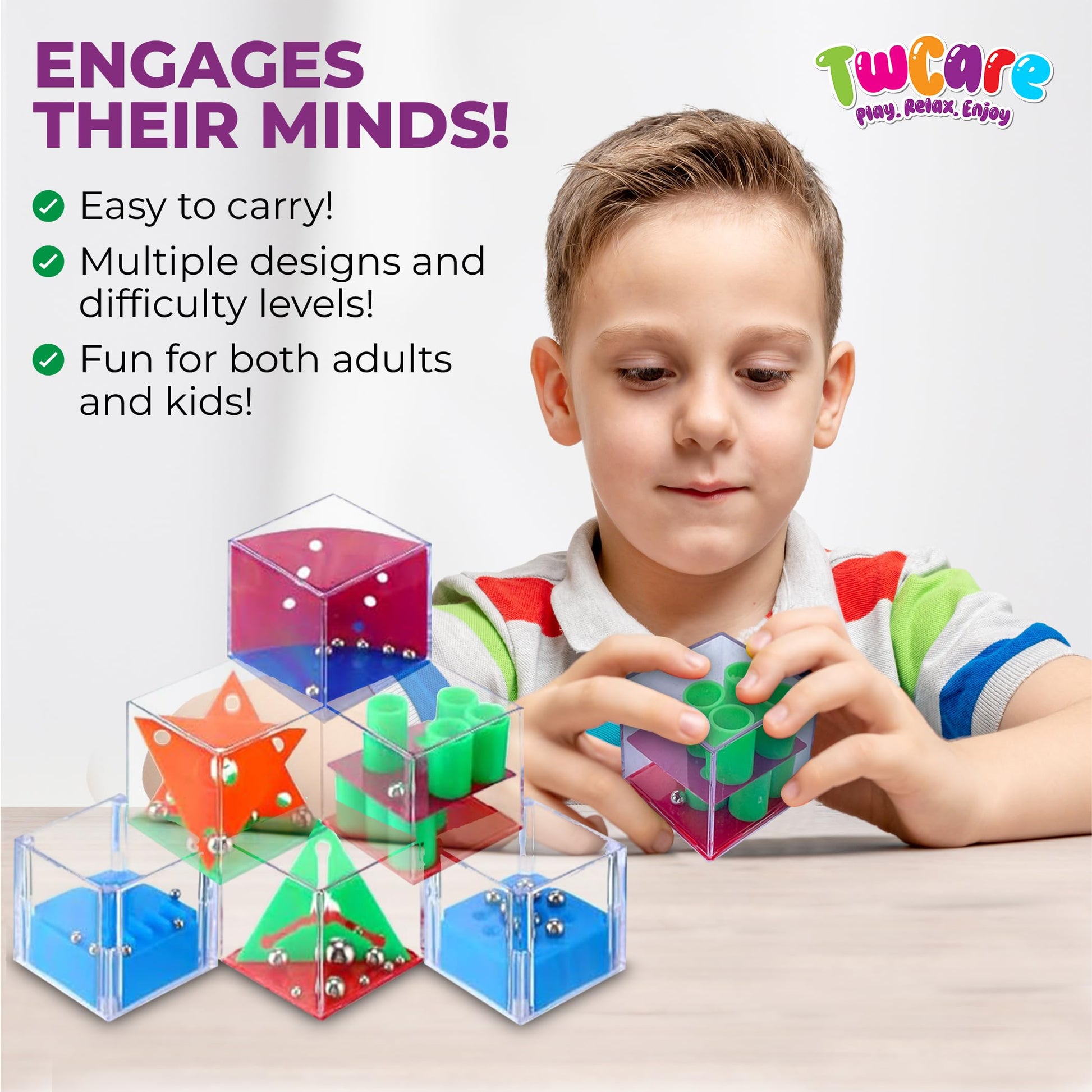 Brain Teaser Puzzle Cubes Party Favors for ADHD Autism Kids Adults 24 Pack Fidget Toy Set Gifts Mini Games Stress Relief Stocking Stuffers Bulk Goodie