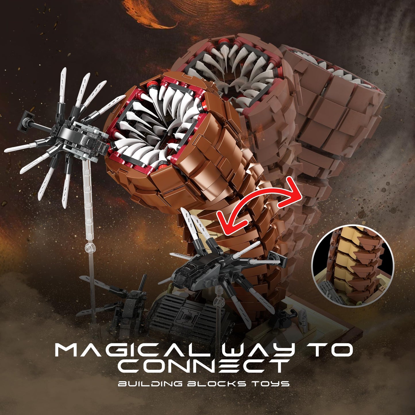 Sandworm Building Blocks Set for Boy 8-12, Comes with Suspended Ornithopter Building Blocks Toy, Creative Building Blocks Adult Gift Idea for Movie