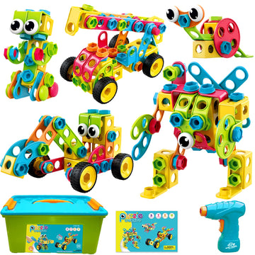 NXONE 195 PCS Educational STEM Toys for Boys and Girls Ages 3 4 5 6 7 8 9 10 Construction Building Blocks Toy Building Sets Kids Toys Creative