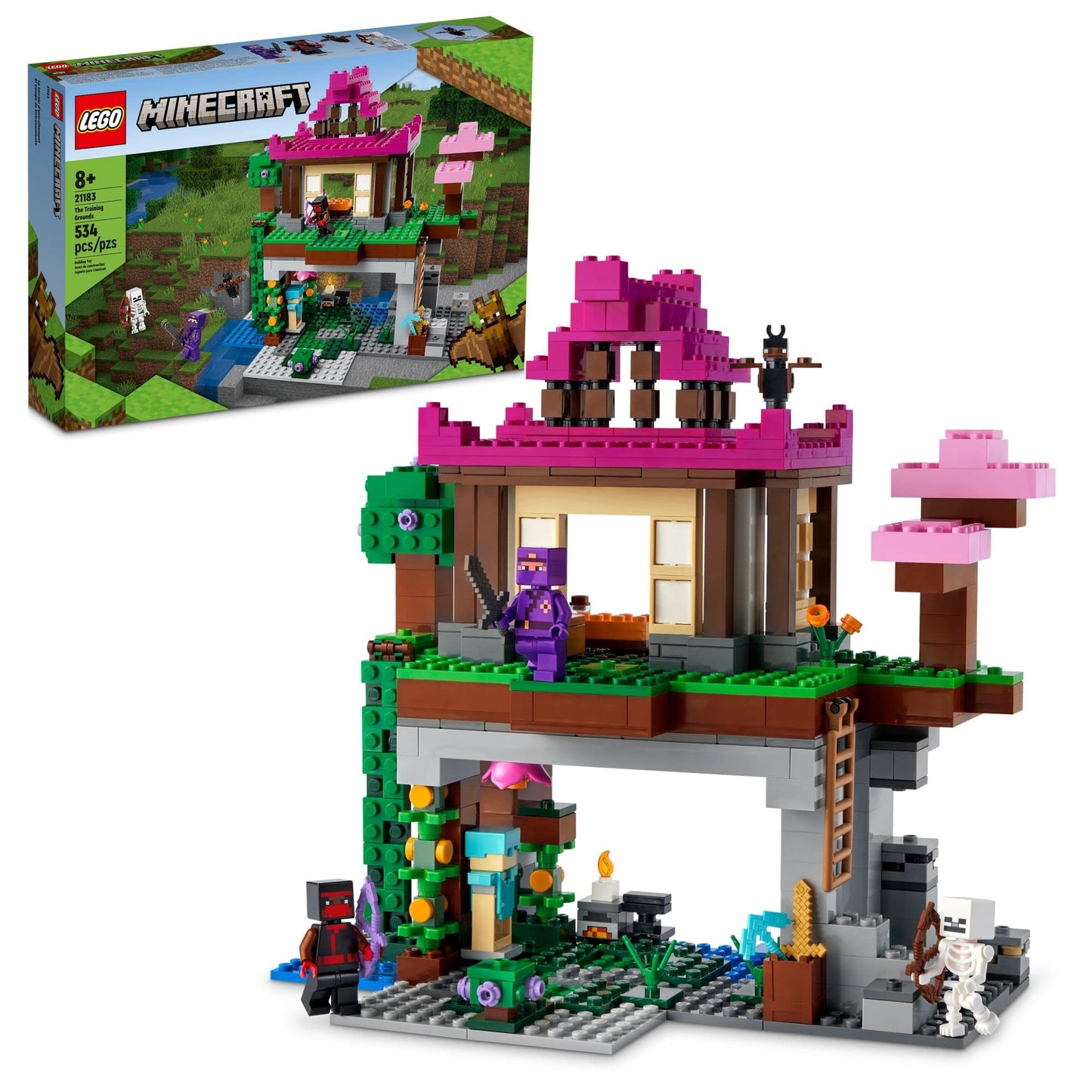 LEGO Minecraft The Training Grounds Toy Building Set 21183 Minecraft Toy for Kids, Boys and Girls Age 8+ Years Old, Building Kit with House, Cave