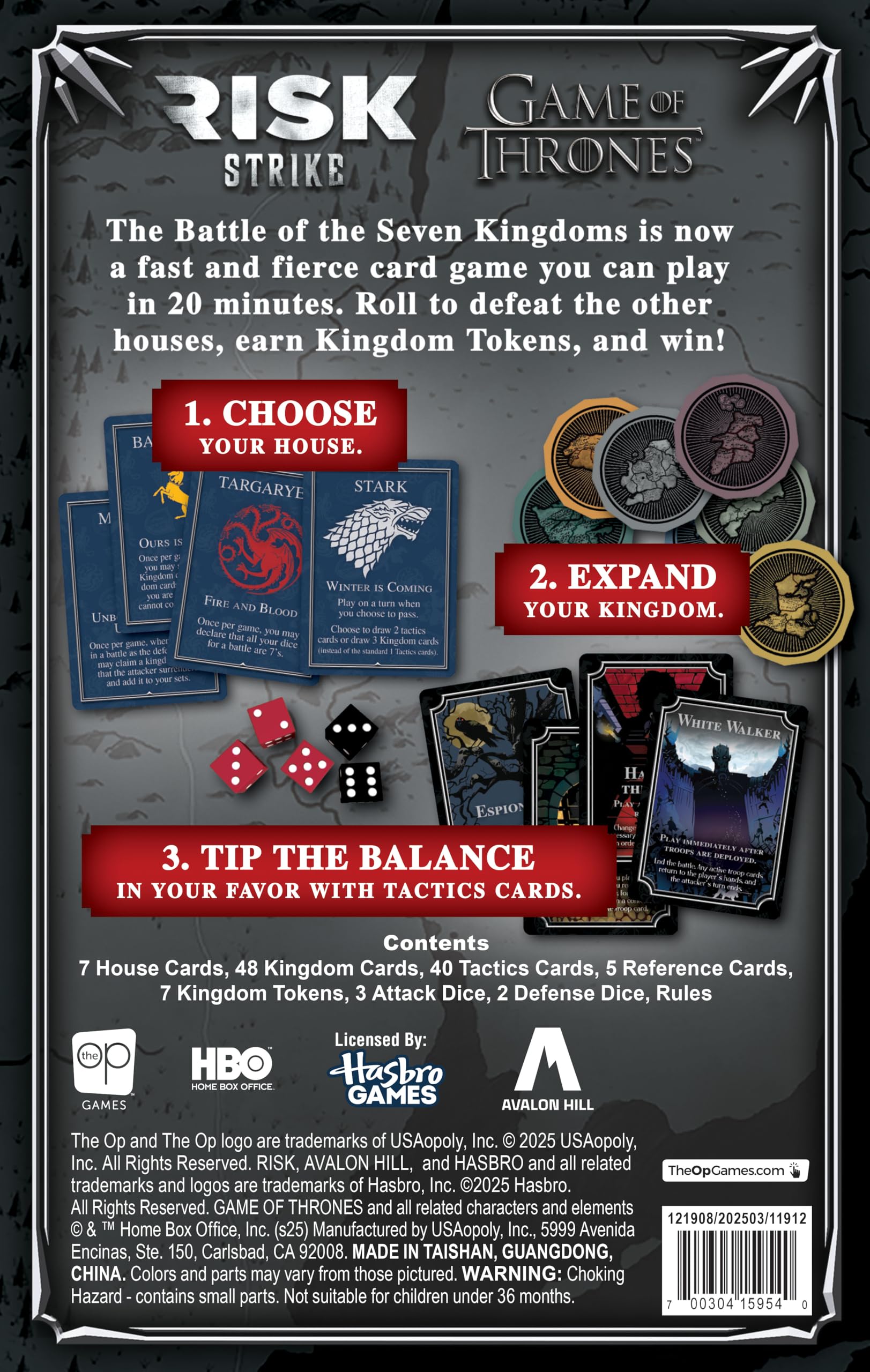 Risk Strike: Game of Thrones Edition, Fast Strategy Card and Dice Game for Adults and Teens, Play as House Stark, Lannister, Targaryen & More, Quick