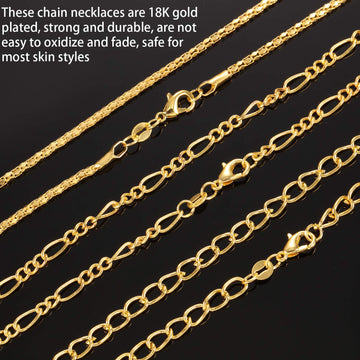 Blulu 24 Pcs Silver or Gold Plated DIY Chain Necklace for Jewelry Making Supplies and Craft(24 Inch,Gold)