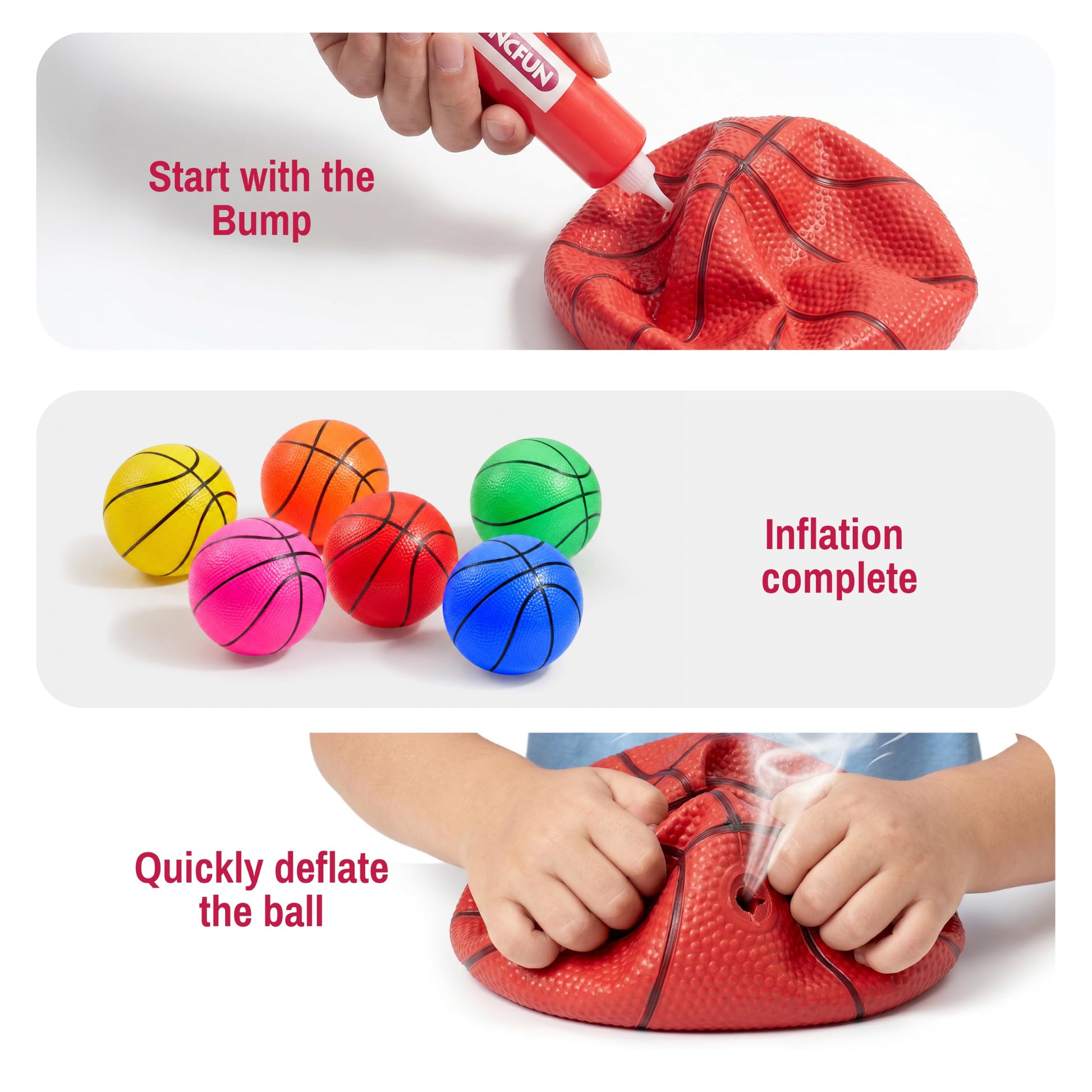 SYNCFUN 6 PCS Mini Basketballs, 5 inches Colorful Small Ball for Basketball Hoop, Inflatable Rubber Ball, Sports Toys Gift for Kids and Teenagers (6